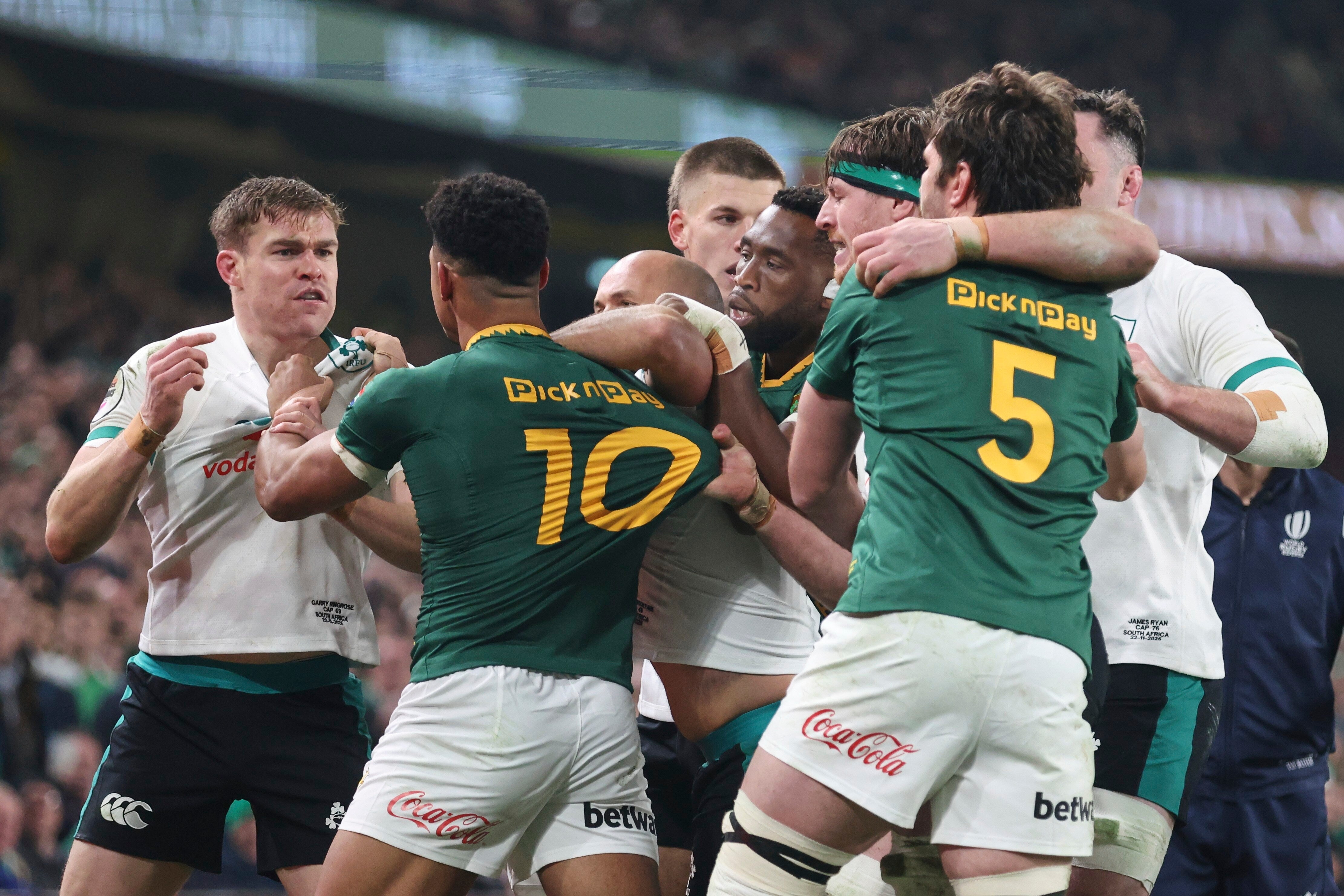 Tempers flared after a tackle from Sacha Feinberg-Mngomezulu