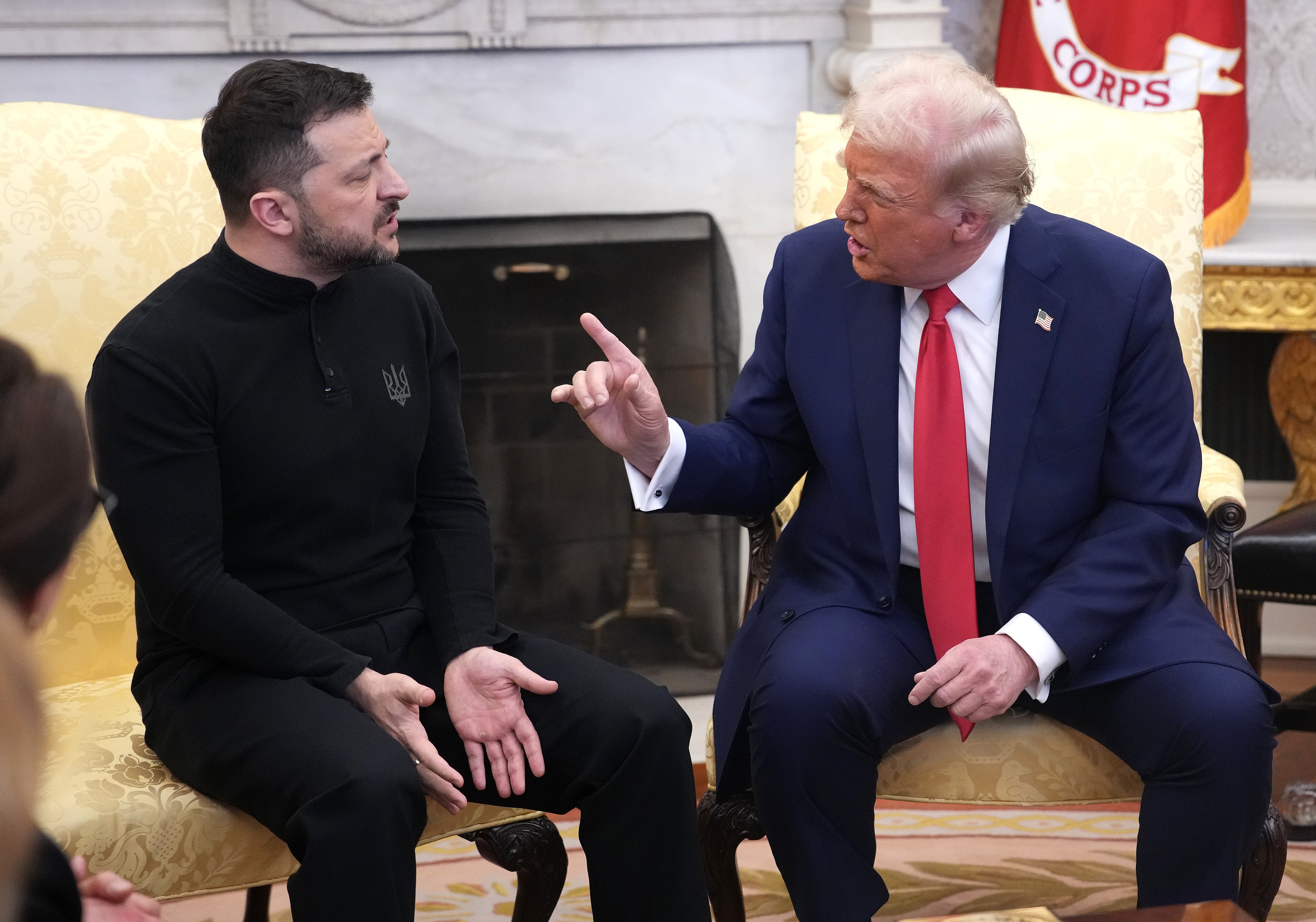 US president Donald Trump and Ukrainian president Volodymyr Zelensky meet in the Oval Office at the White House on 28 February 2025 in Washington, DC
