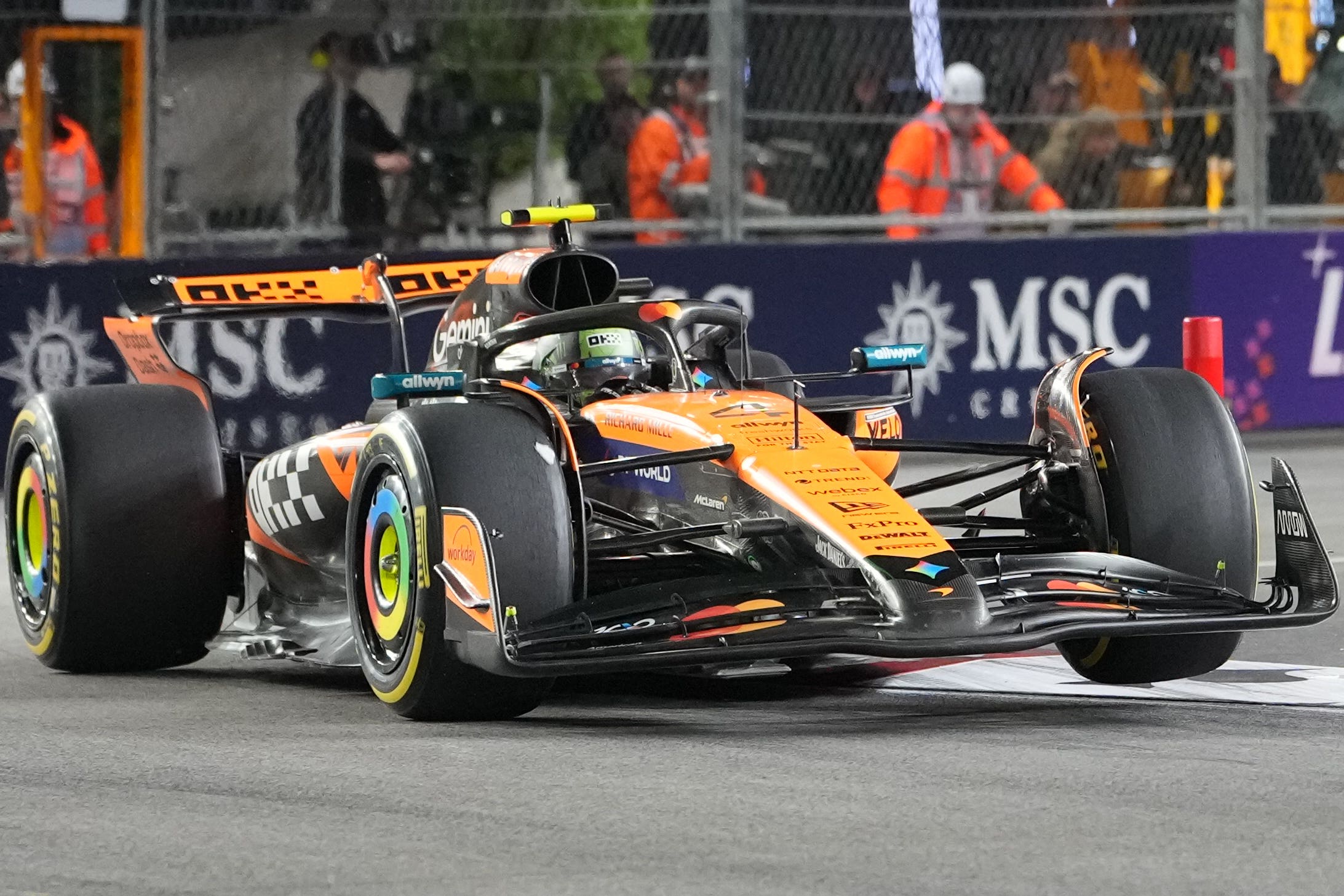 Lando Norris’ Las Vegas result and world title hopes were plunged into doubt (Nick Didlick/AP)