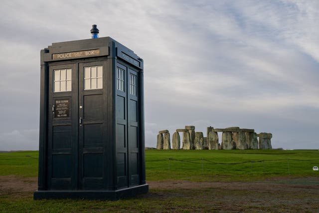 <p>The Doctor Who Tardis at Stonehenge in Wiltshire</p>