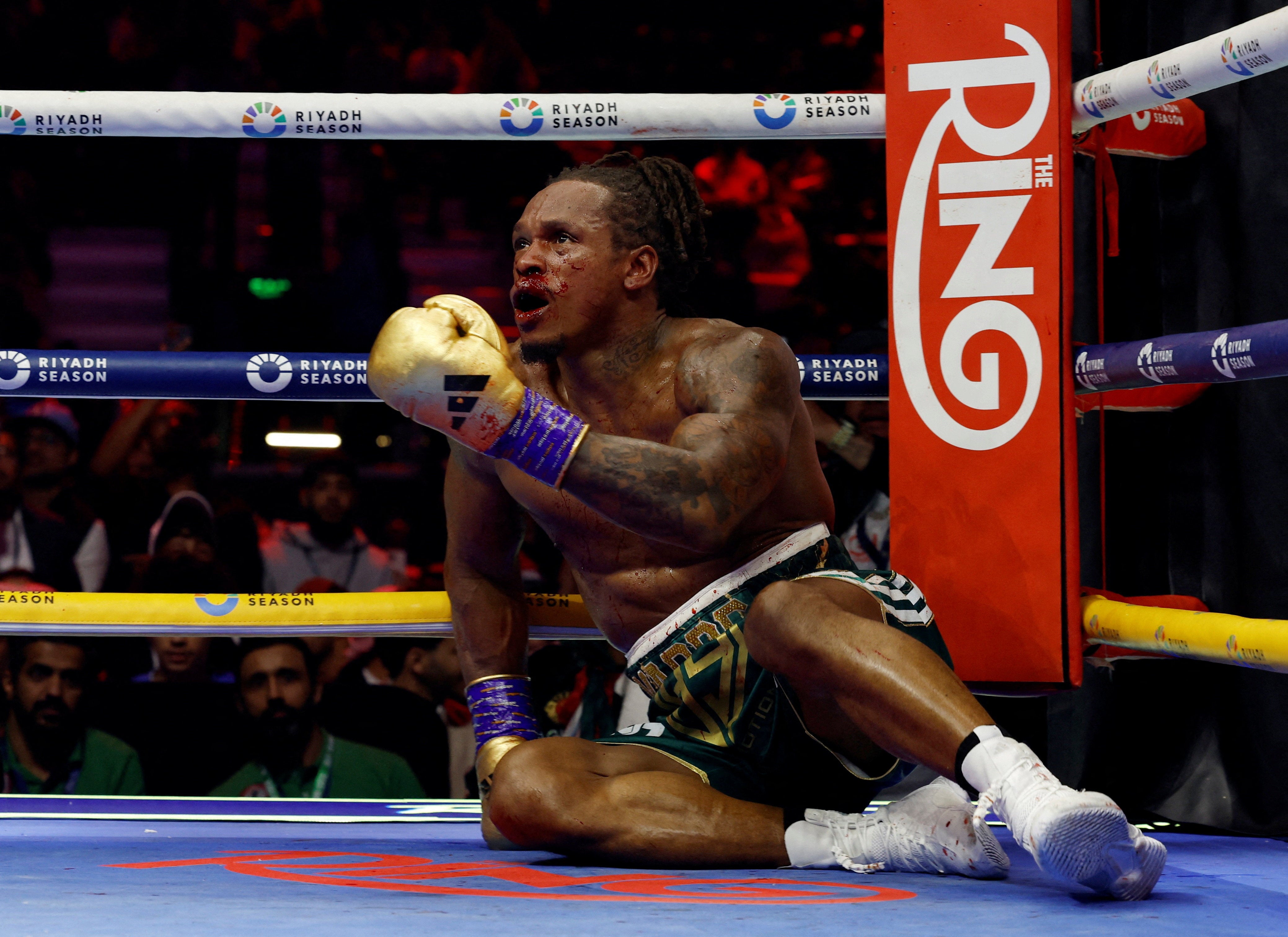 Anthony Yarde looks dejected after losing his fight against David Benavidez