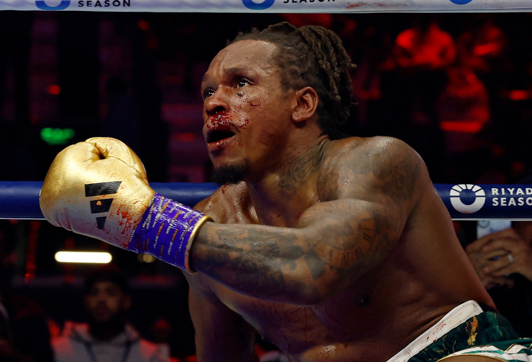 Anthony Yarde reacts after losing his fight against David Benavidez