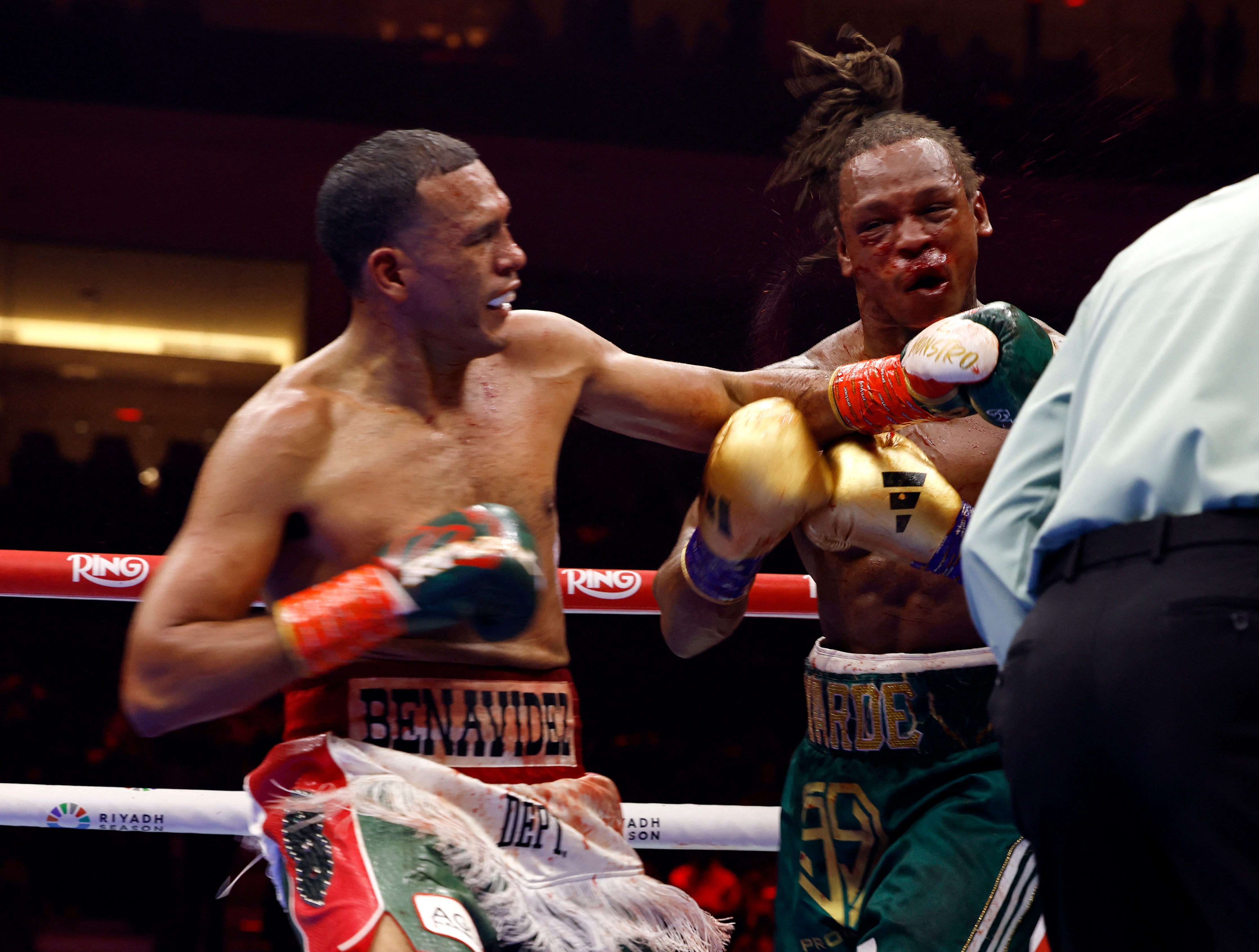 David Benavidez in action during his fight against Anthony Yarde