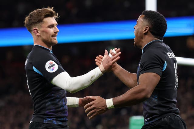 <p>Immanuel Feyi-Waboso and Henry Slade  both played their part in England’s win over Argentina</p>