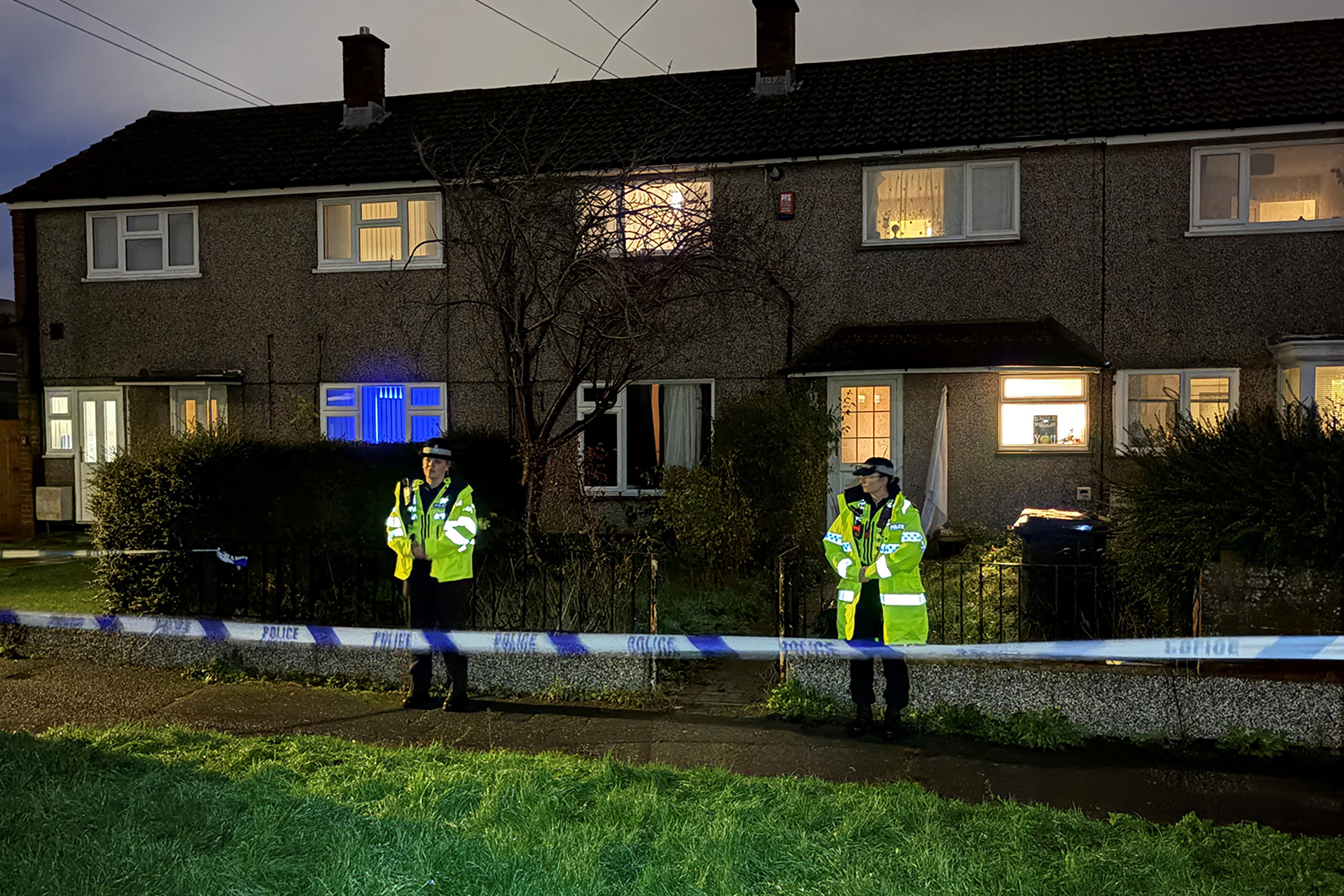 Police officers at the scene in Baydon Close, Moredon, Swindon (Rod Minchin/PA)