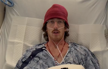 <p>YouTuber Brandon Buckingham speaks from the hospital bed</p>