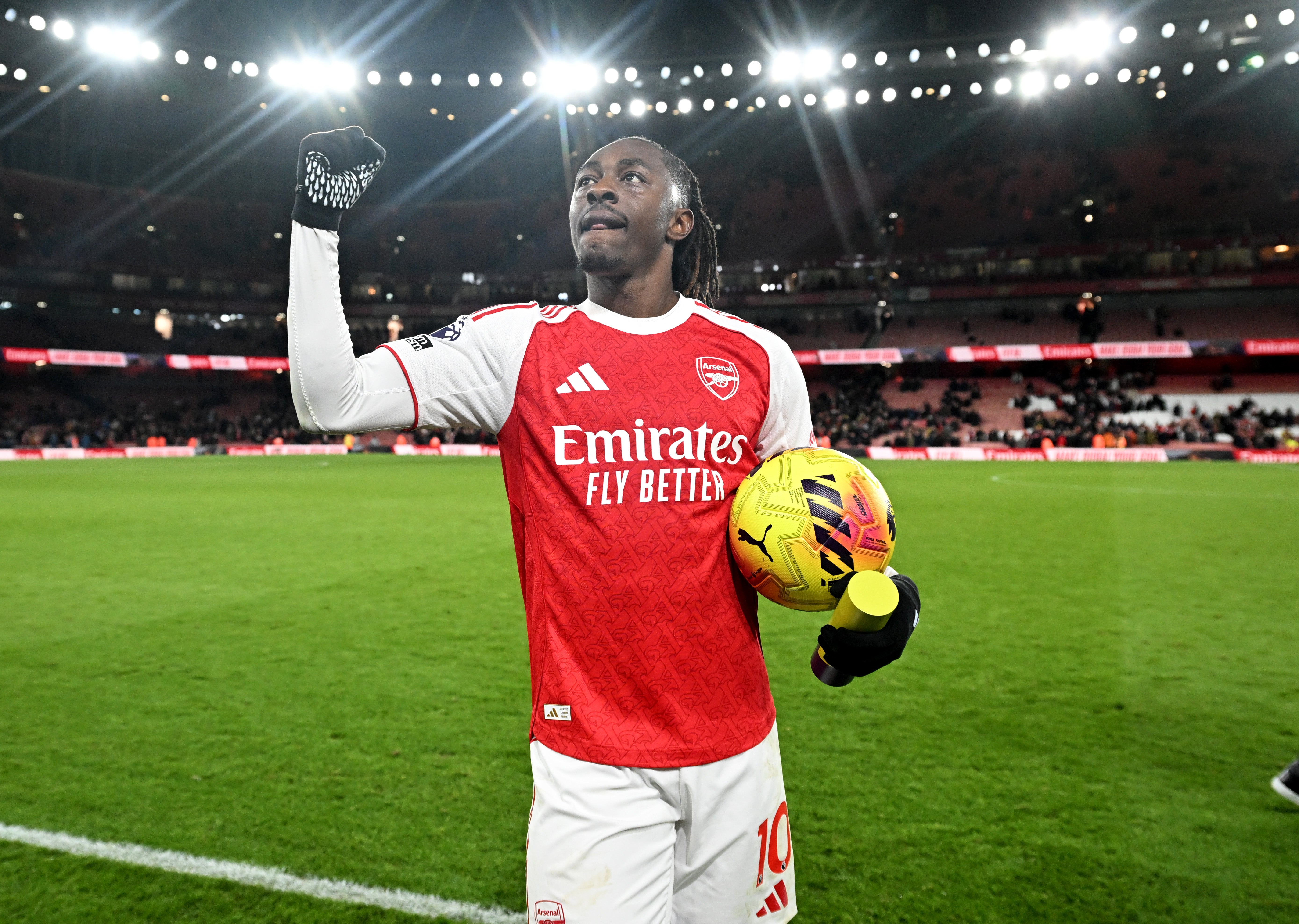 Eze wrote himself into Arsenal history by scoring his first senior hat-trick in a north London derby