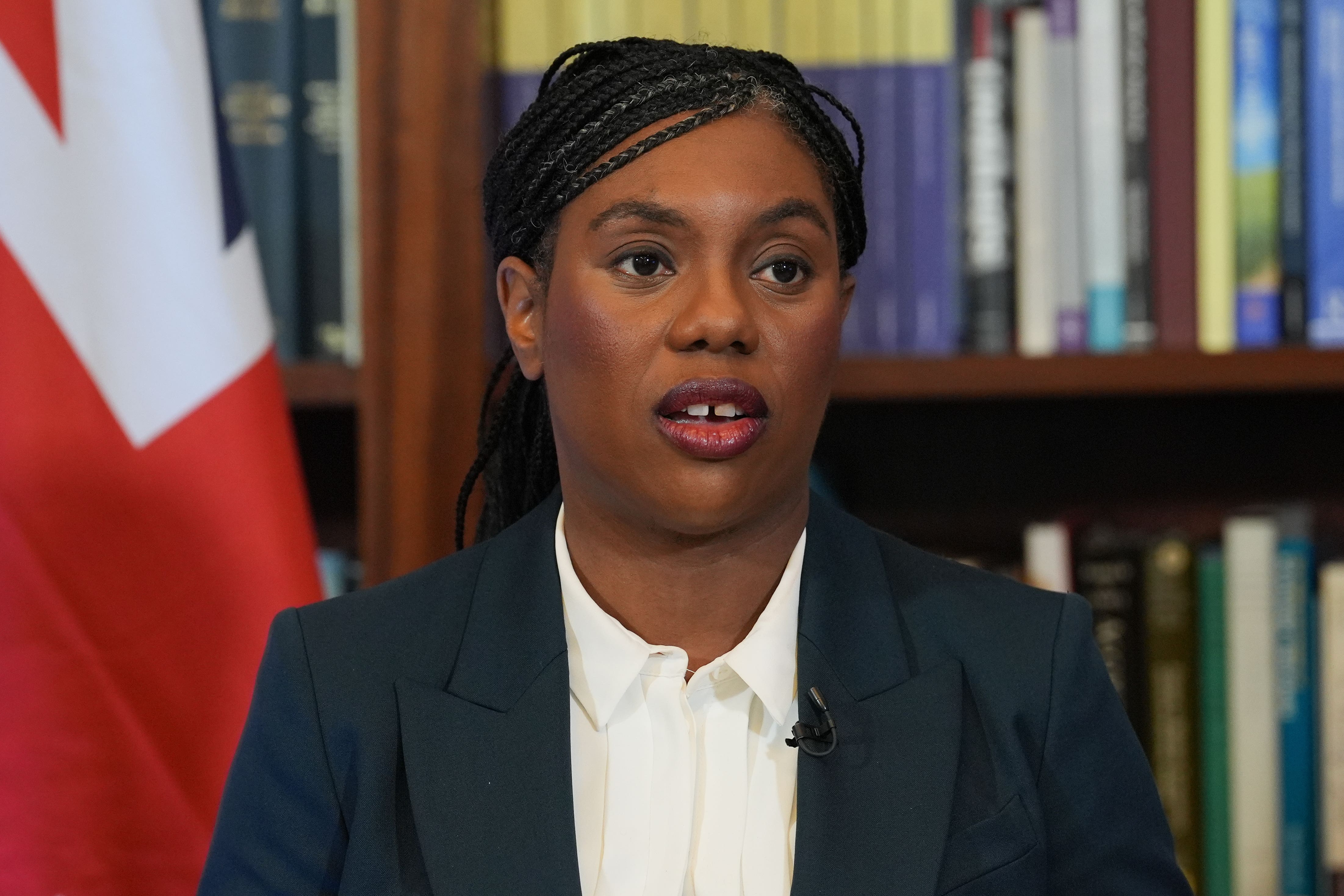 <p>Conservative Party leader Kemi Badenoch during a press conference at the British Academy in Carlton House Terrace, south west London (Lucy North/PA)</p>