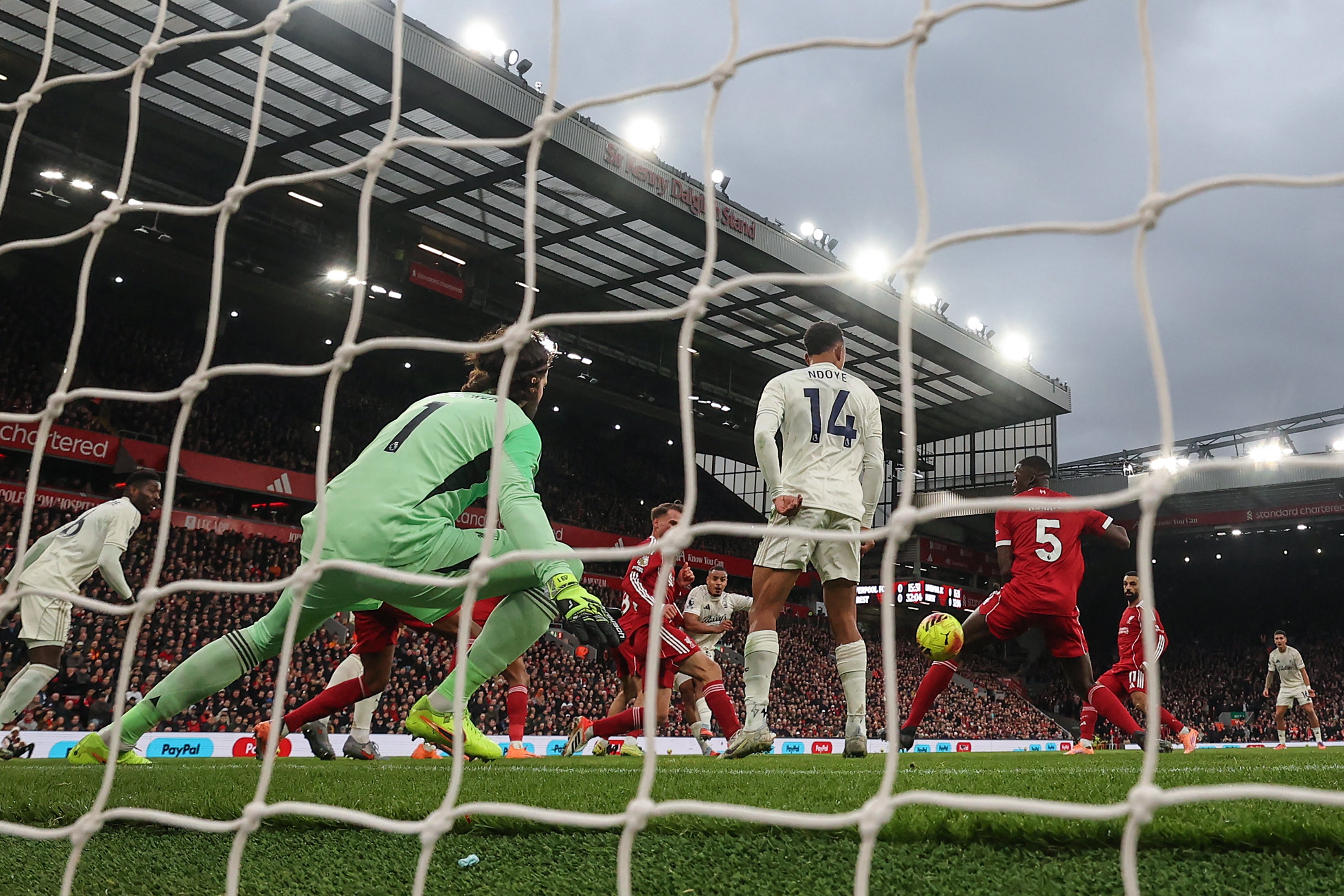 VAR did not overturn Murillo’s opener despite an offside Forest player standing in front of Alisson