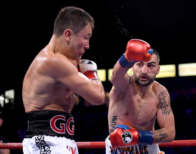 <p>Vanes Martirosyan (right) in action against Gennady Golovkin</p>