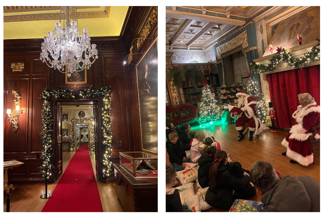 Explore the festive castle staterooms and stories with Santa and Mrs Claus