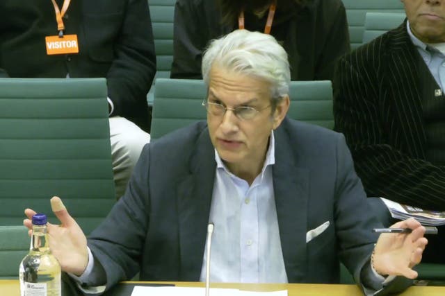 Screen grab of former BBC editorial adviser Michael Prescott appearing before the Culture, Media And Sport Committee