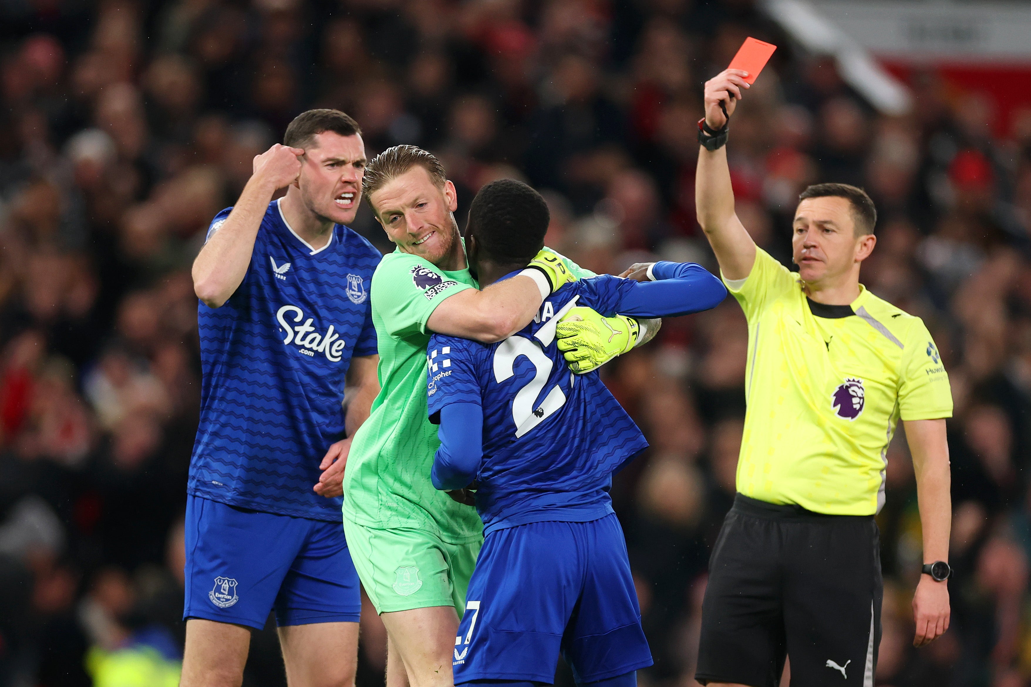 Idrissa Gueye was sent off for slapping team-mate Michael Keane