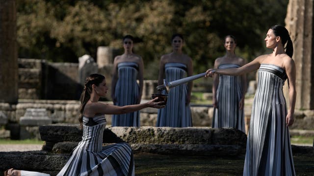 Greece Olympics Milan Cortina Flame Lighting