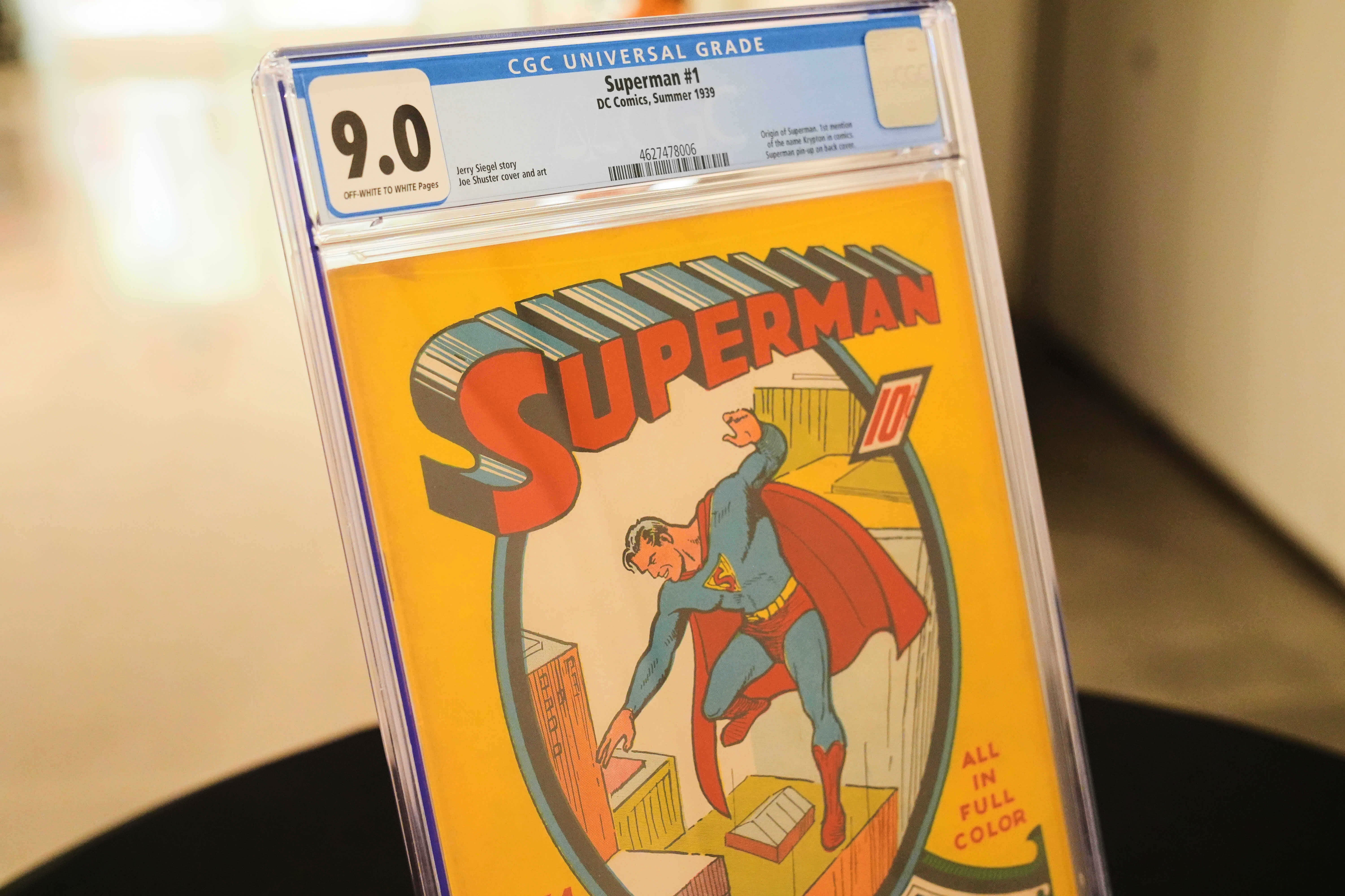The rare Superman comic, complete with its grading score