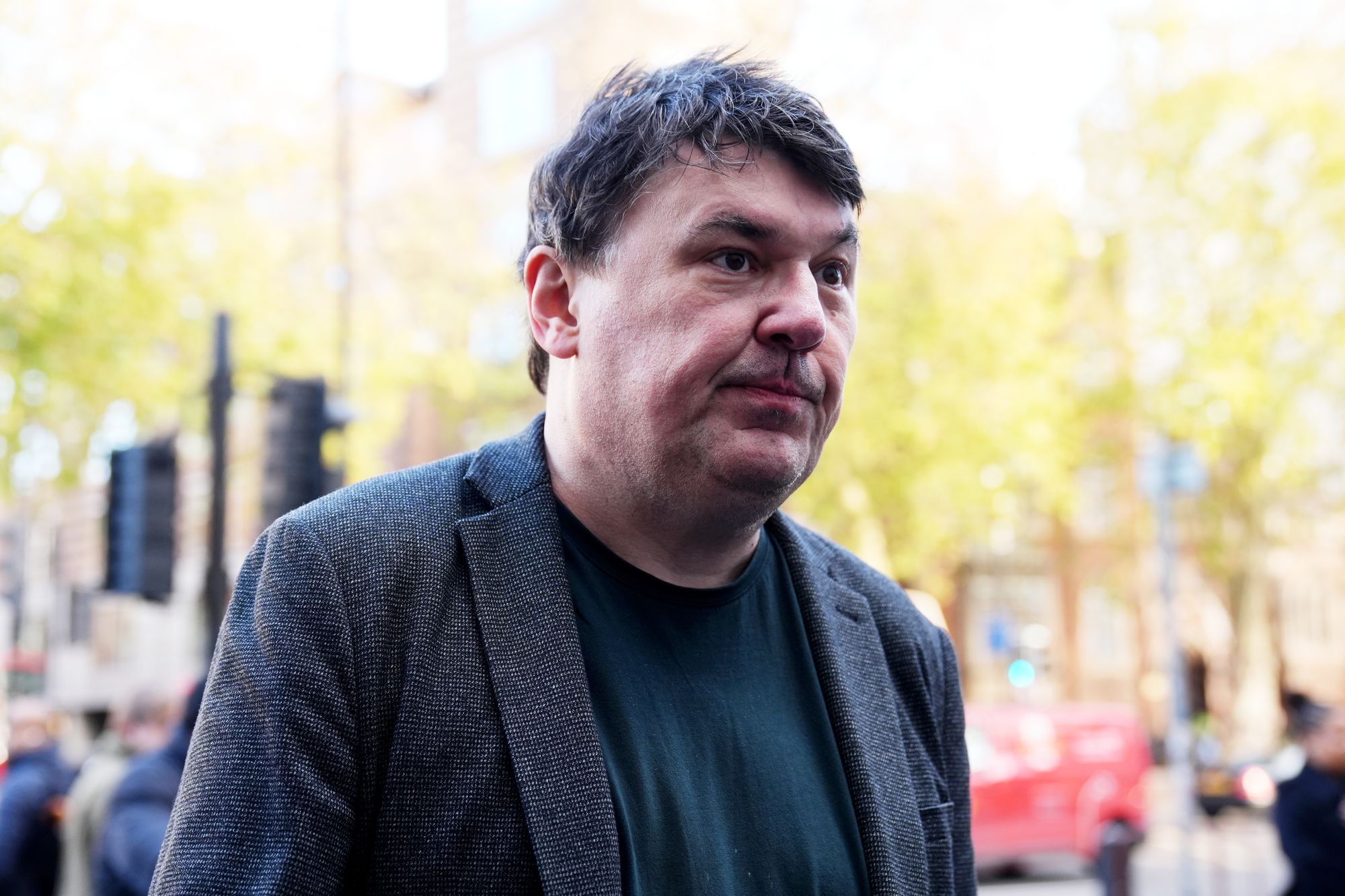 Graham Linehan outside Westminster Magistrates’ Court on Tuesday