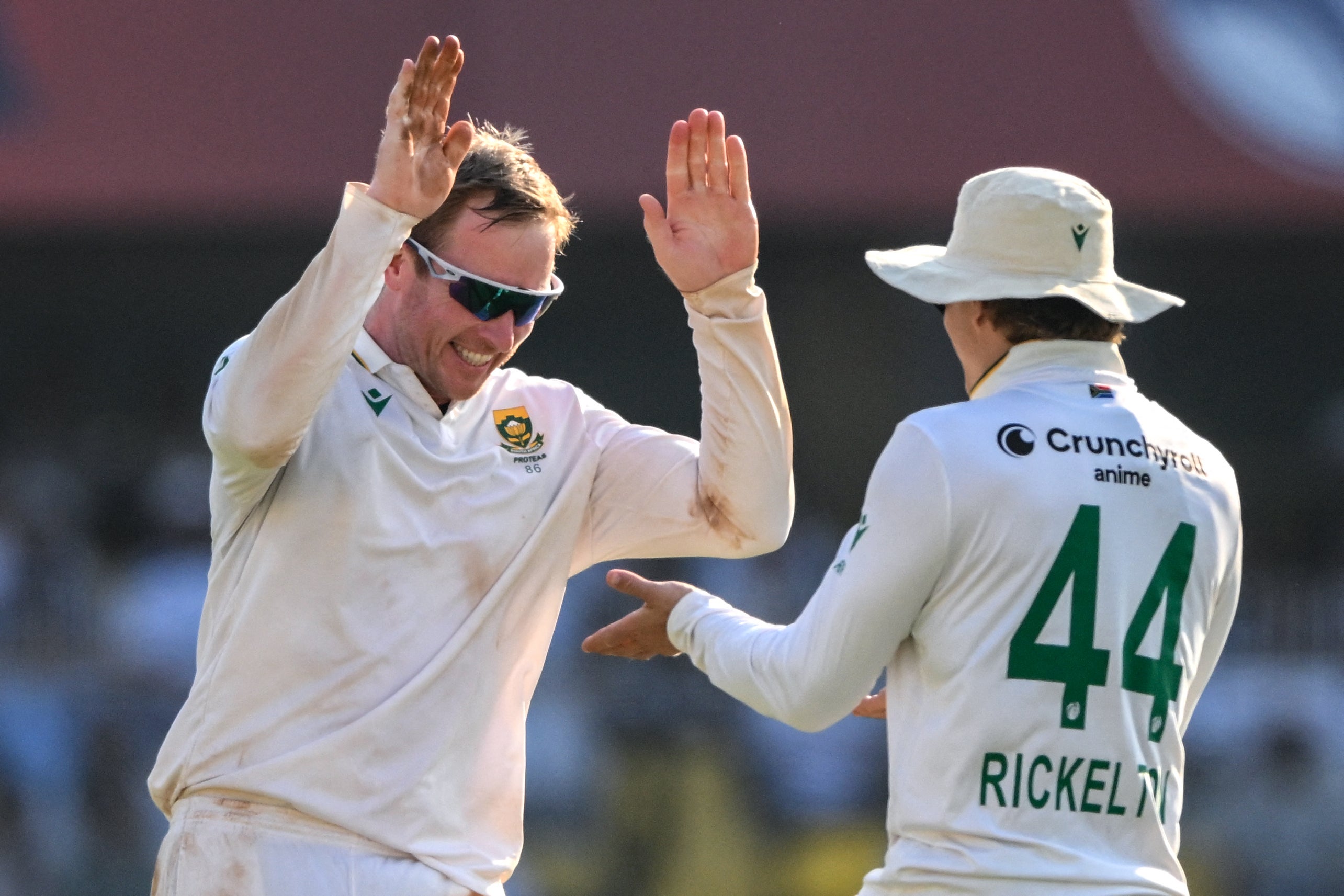 Simon Harmer will hope to take South Africa to victory on day five with India set a massive chase