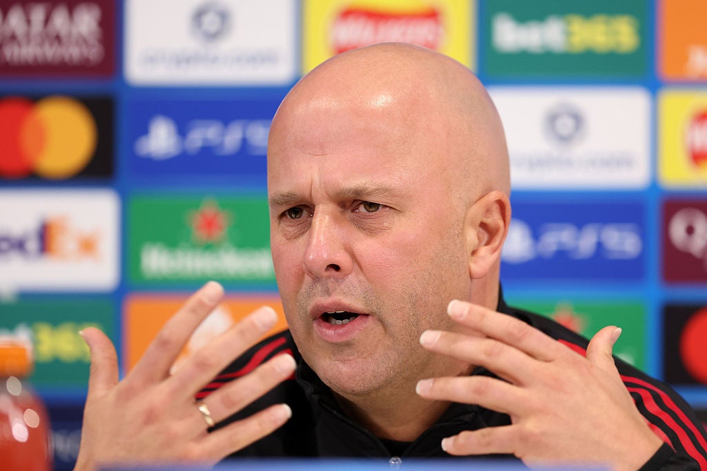 <p>Arne Slot speaking ahead of Liverpool’s Champions League clash with PSV</p>