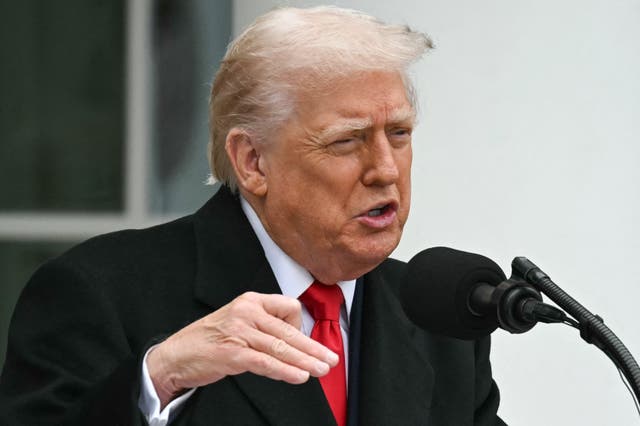 <p>US President Donald Trump speaks during the turkey pardon ceremony in the Rose Garden of the White House in Washington, DC on November 25, 2025</p>