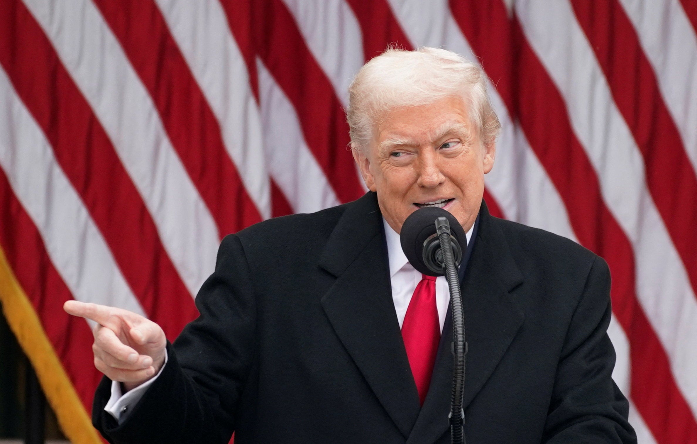 President Donald Trump speaks during a pardoning ceremony for the national Thanksgiving turkeys Waddle and Gobble in the Rose Garden of the White House, Tuesday, Nov. 25, 2025, in Washington. (AP Photo/Evan Vucci)