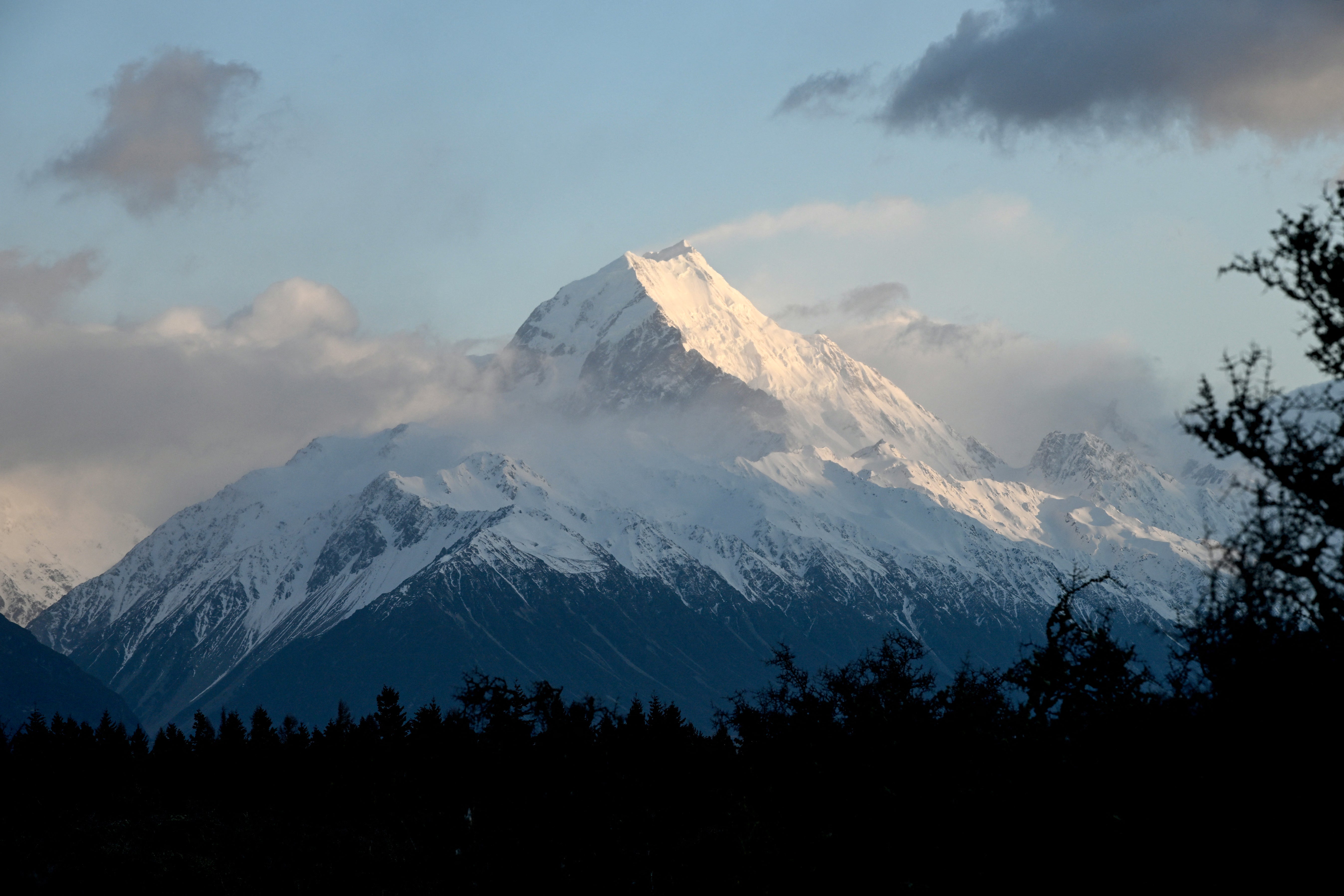 The peak of Mount Cook, also known as Aoraki in Maori, one of New Zealand's most iconic landmarks that sits in the Southern Alps mountain range on New Zealand's South Island on September 30, 2025