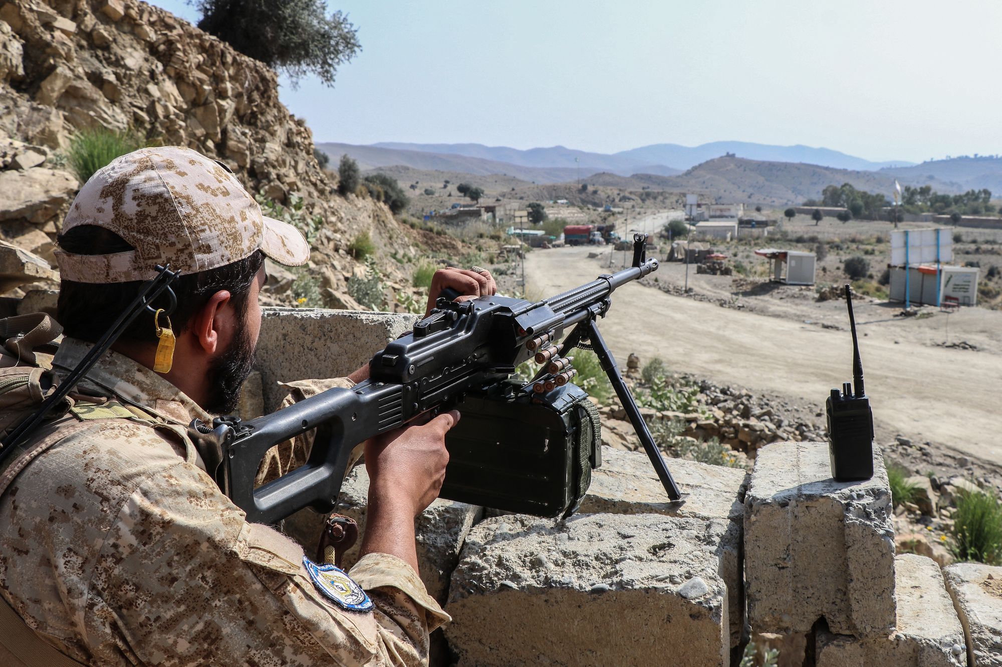Taliban soldier guards a border crossing between Afghanistan and Pakistan in Gurbuz district of southeast Khost province on 20 October 2025