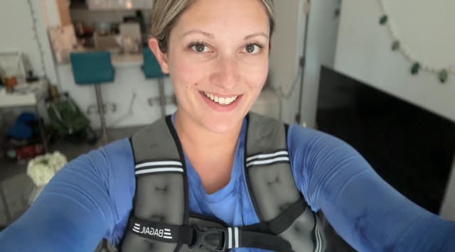 <p><em>The Independent's </em>Science Correspondent Julia Musto in her weighted vest before a run on October 31, 2025</p>