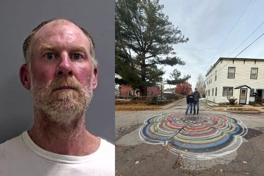 Artist Brandon Bradshaw was arrested after painting vibrant paintings on manhole covers in Sioux City, Iowa.