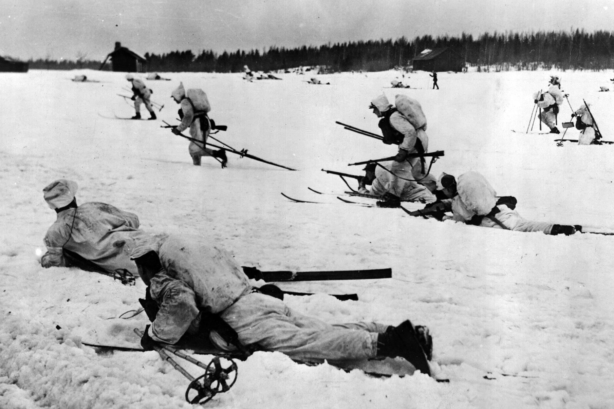 <p>Finnish infantry soldiers fighting the forgotten ‘Winter War’, from 1939-40, in which Josef Stalin’s Soviet army advanced on Finland</p>