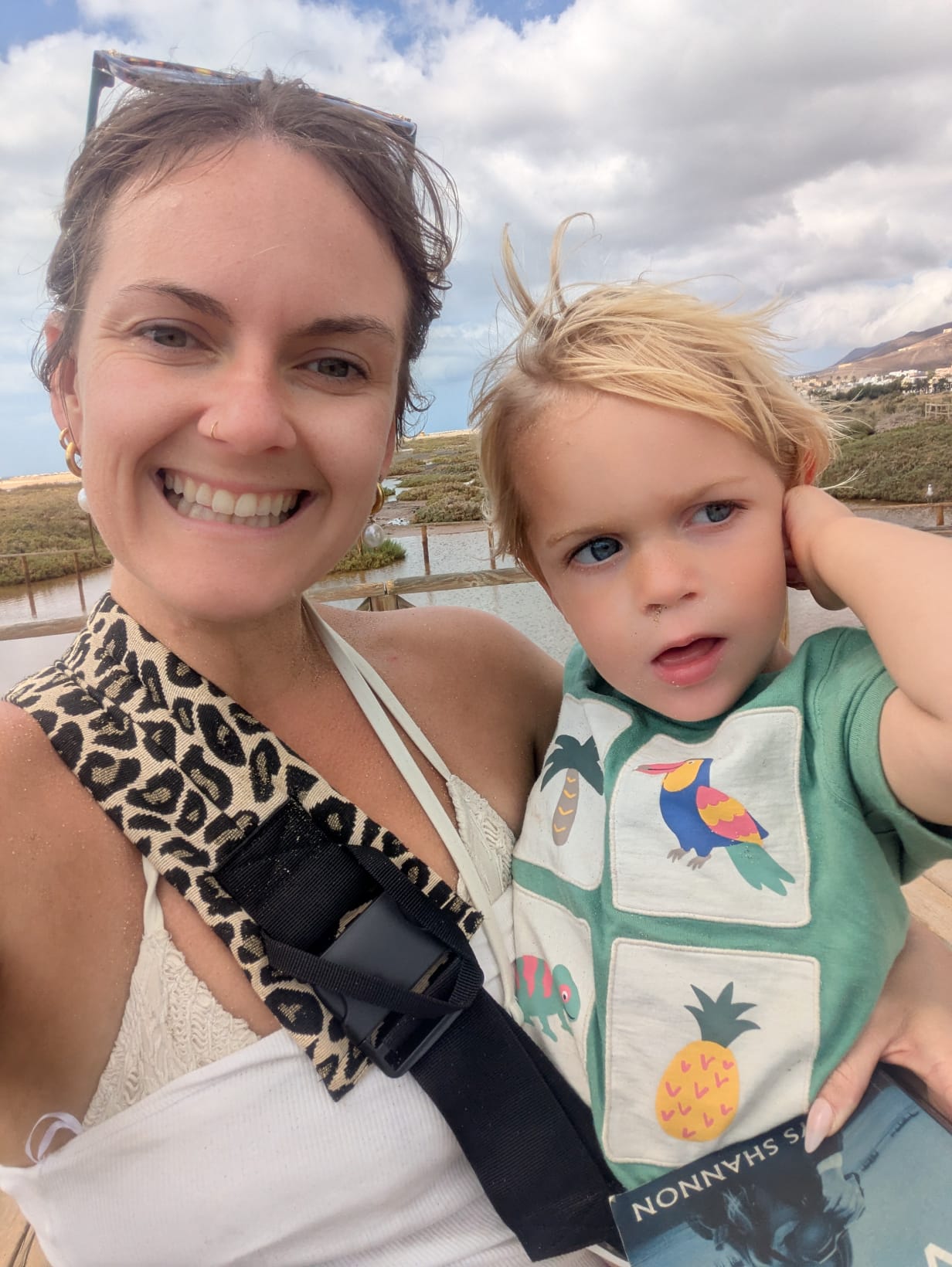 Mari and her chid, E, went to Fuerteventura for their first holiday abroad