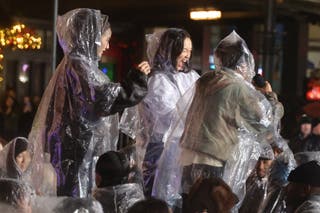 O grupo HUNTR/X se apresenta durante os ensaios para a Parada do Dia de Ação de Graças da Macy's de 2025, na terça-feira.