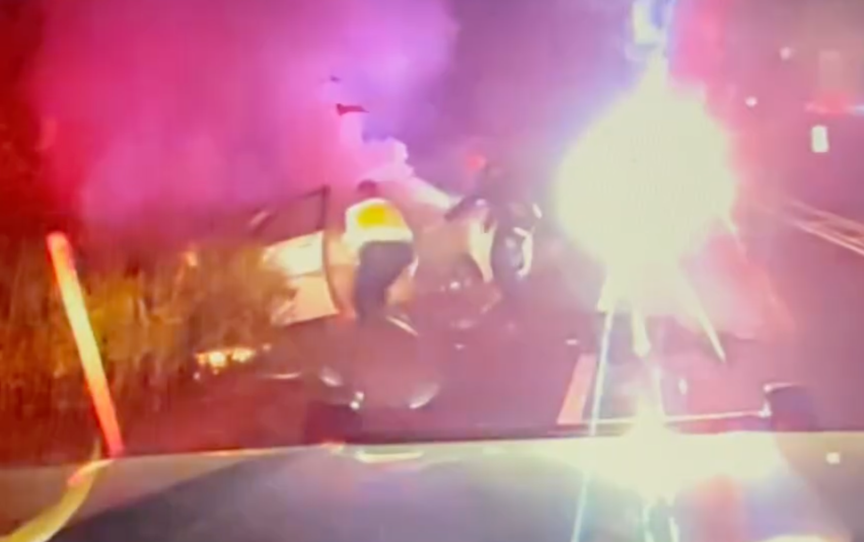 <p>South Brunswick police save man from burning car</p>