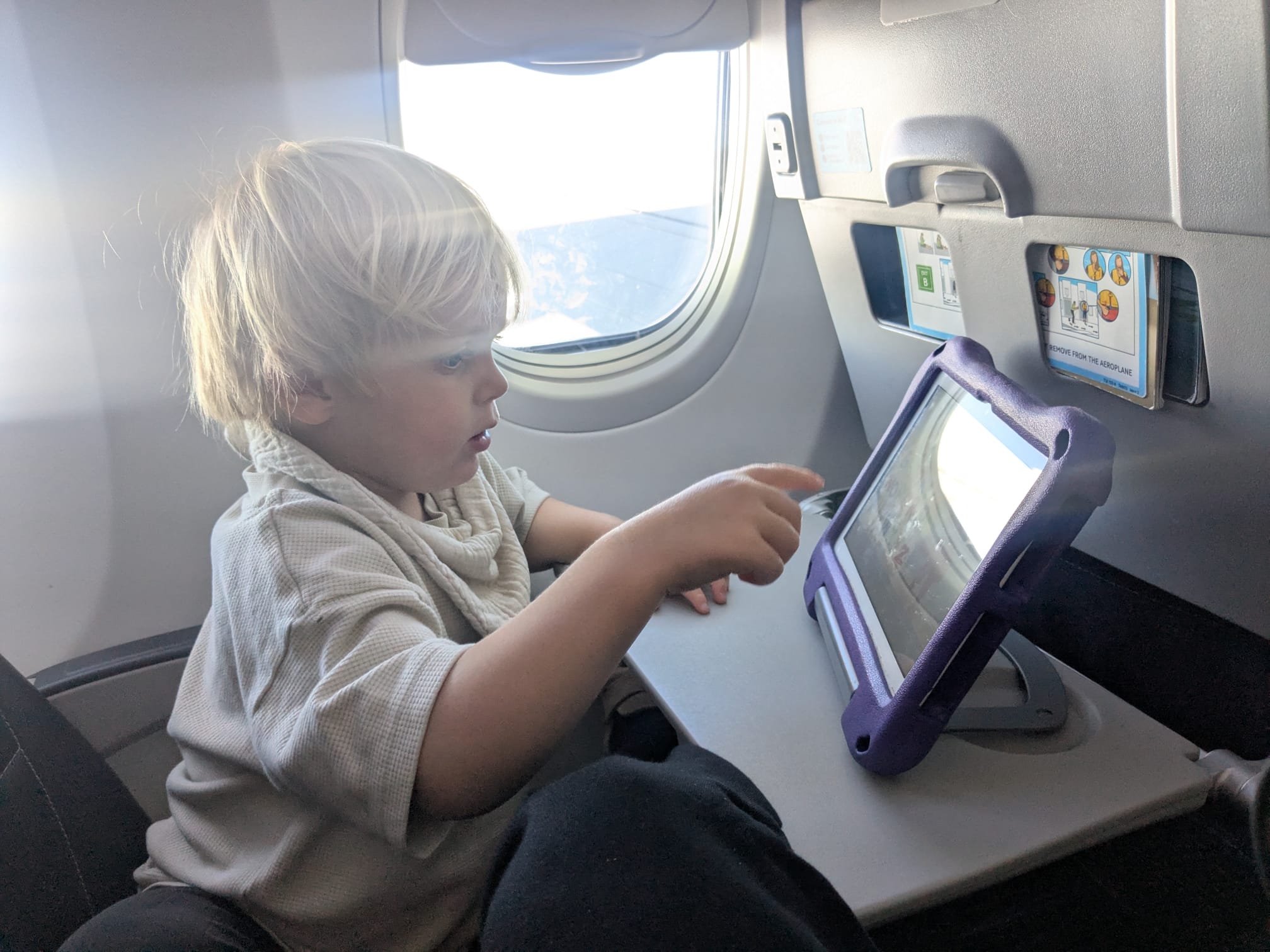 E was not distressed on the flight, despite Mari's worries