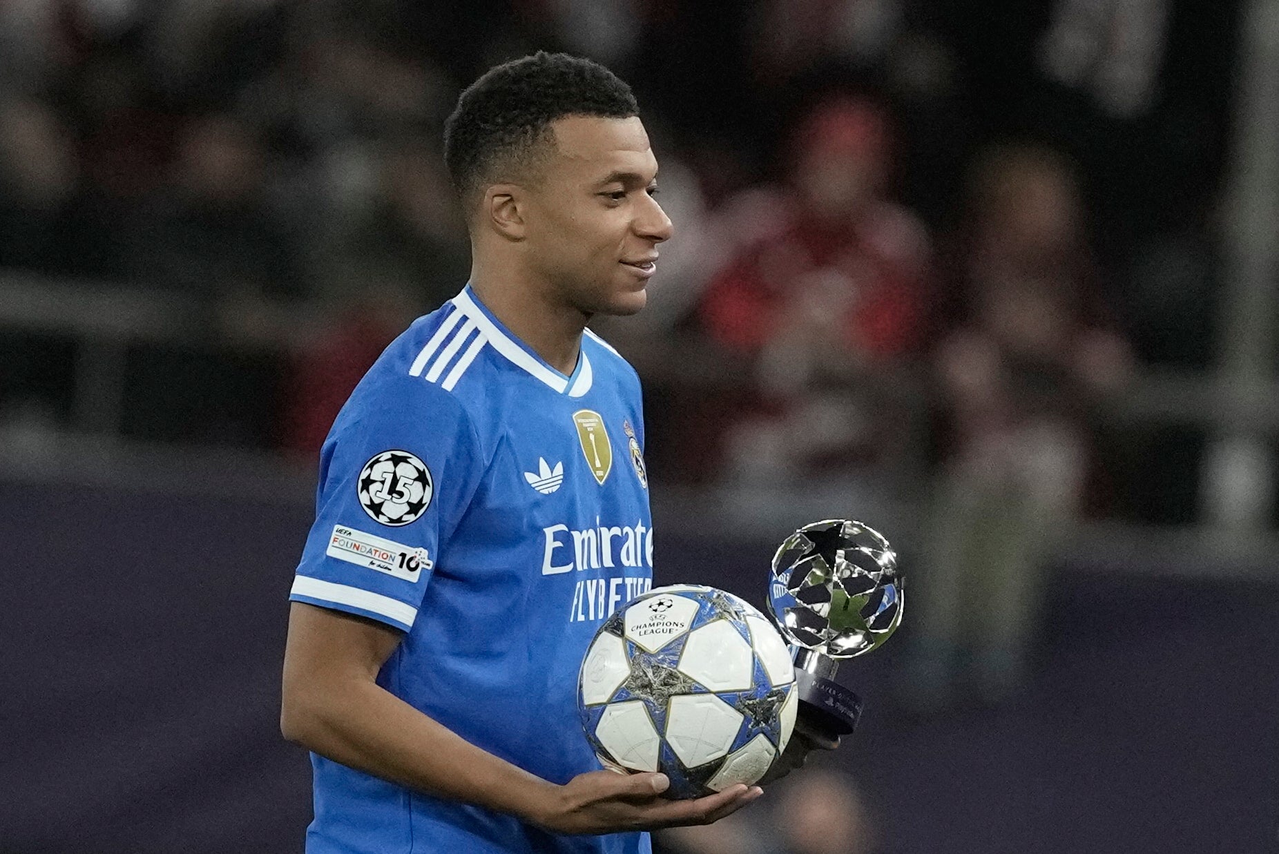 Kylian Mbappe earned the match-ball and man-of-the-match honours after his four-goal haul
