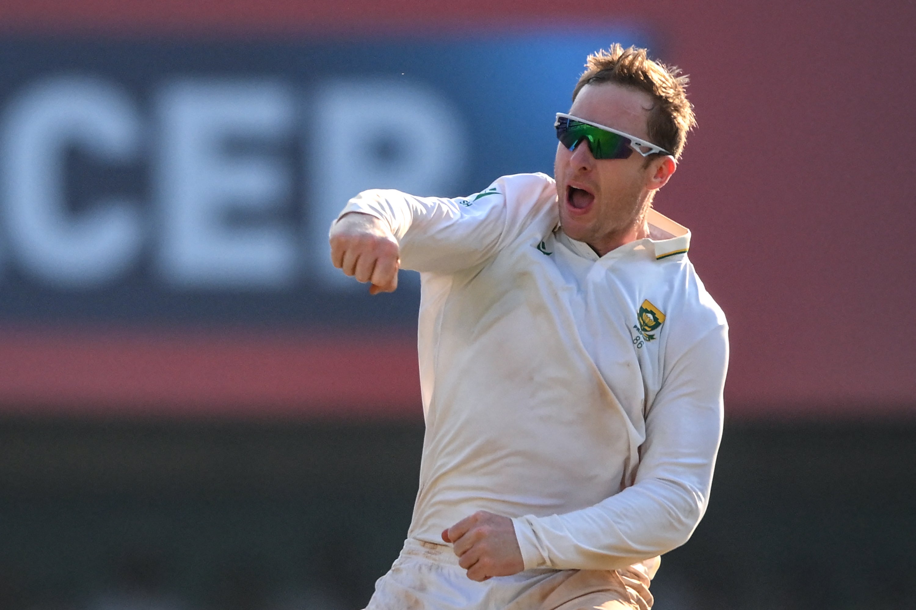 <p>Simon Harmer starred as South Africa beat India on Wednesday</p>