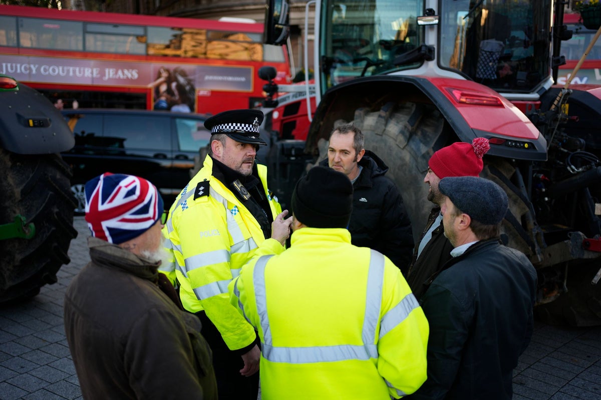 Tractors arrive in Whitehall for farmers' protest on Budget day despite police ban