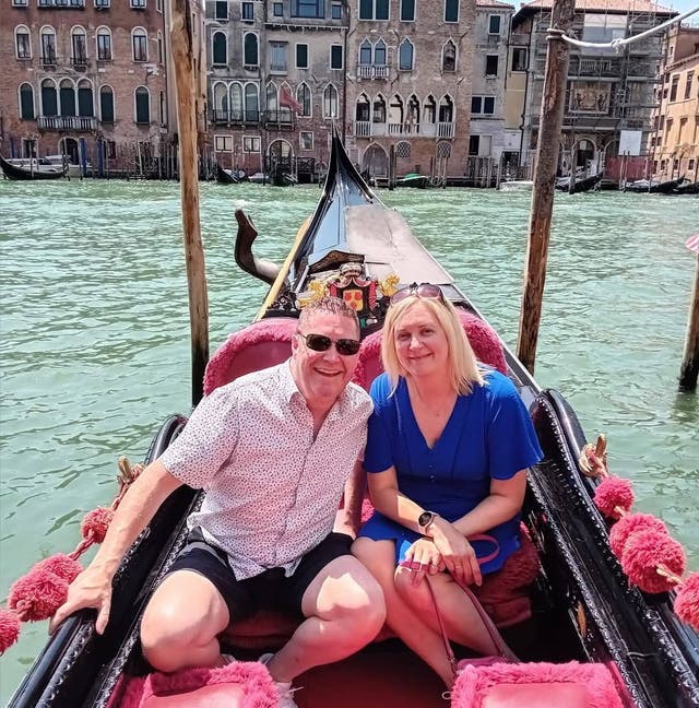 <p>Crystal with her husband Scott in Venice</p>