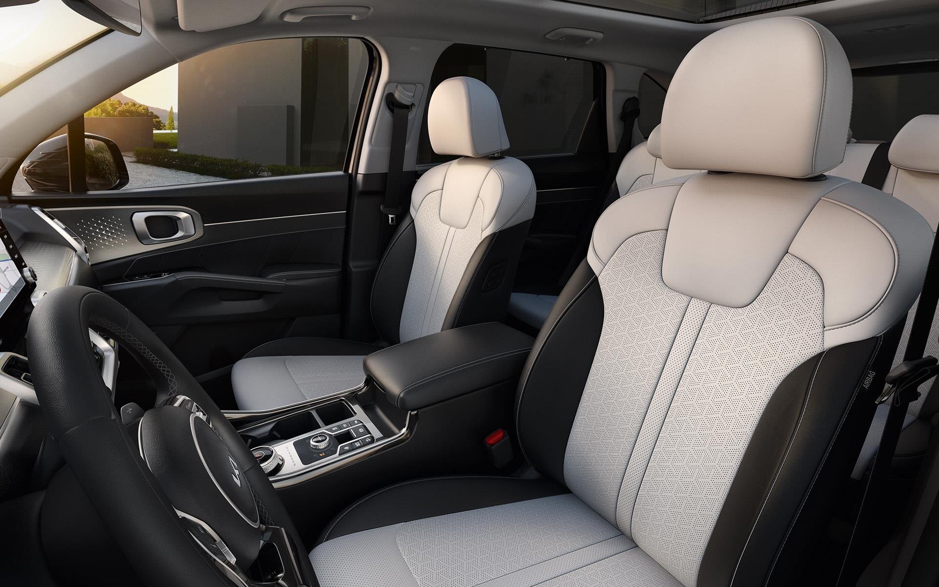 The Kia Sorento has large car status up front, but there’s plenty of space further back, too