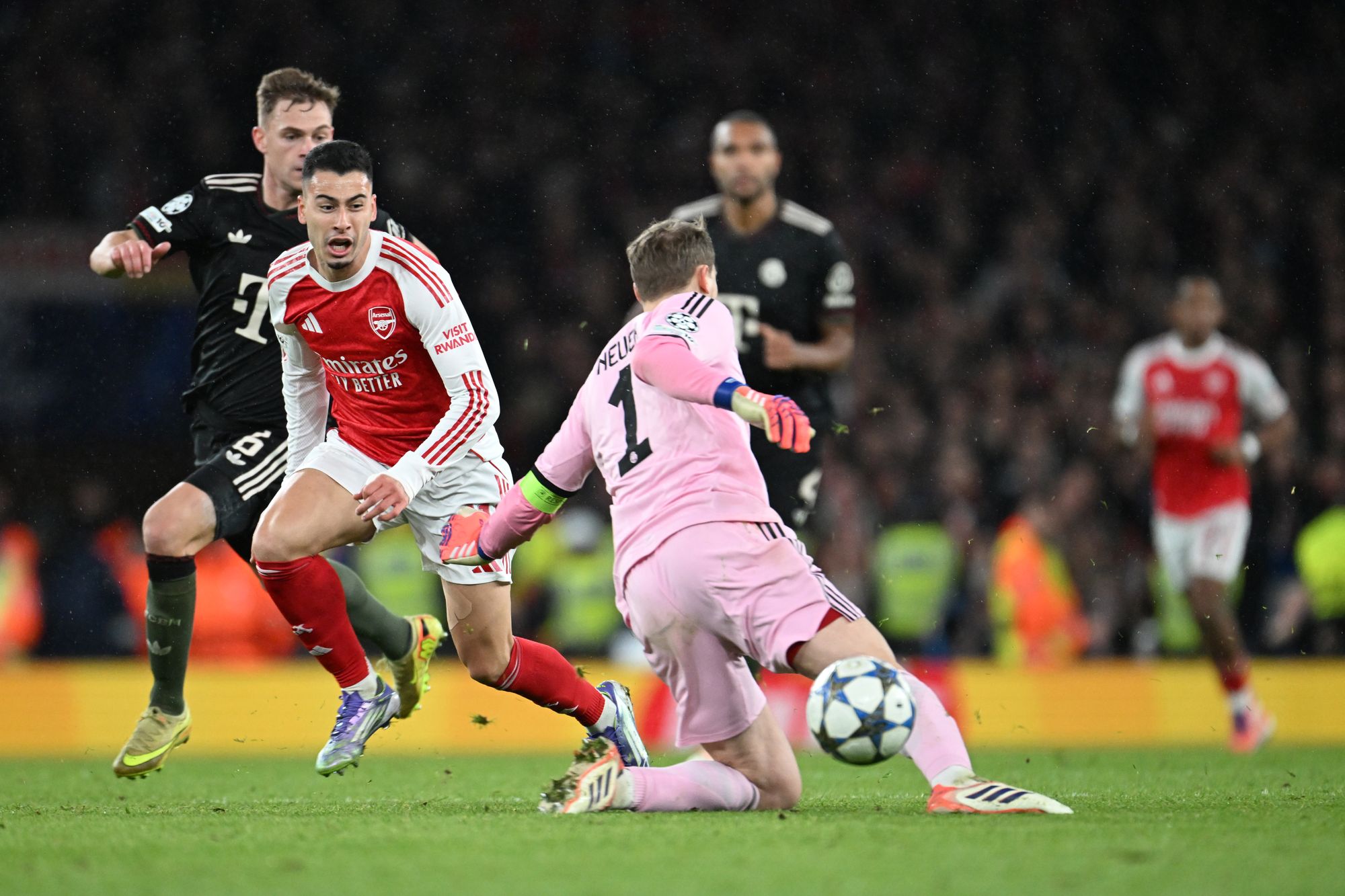 Gabriel Martinelli dribbled past Neuer for Arsenal's third goal