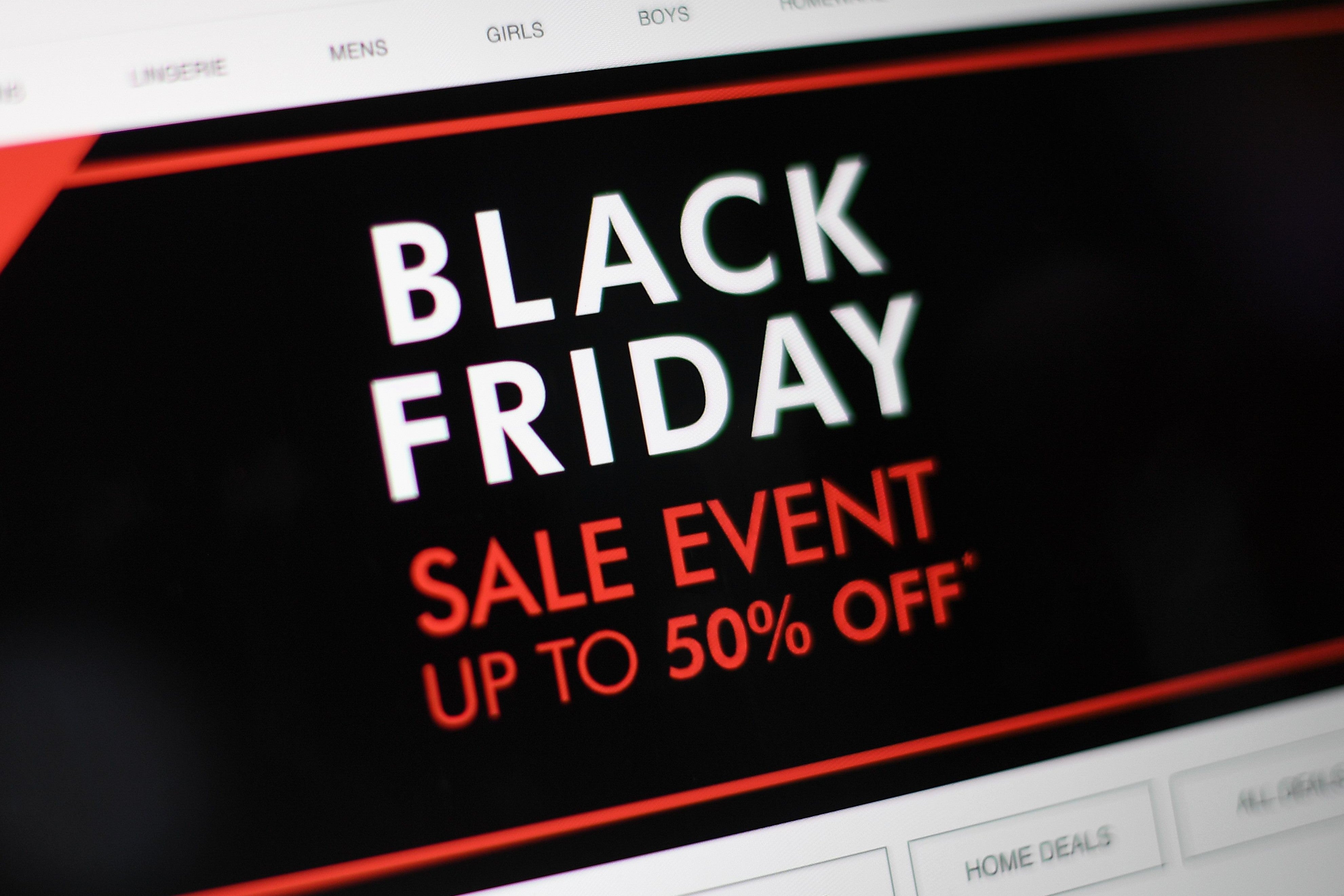 Black Friday sales branding on a shopping website in Liverpool on 22 November, 2018