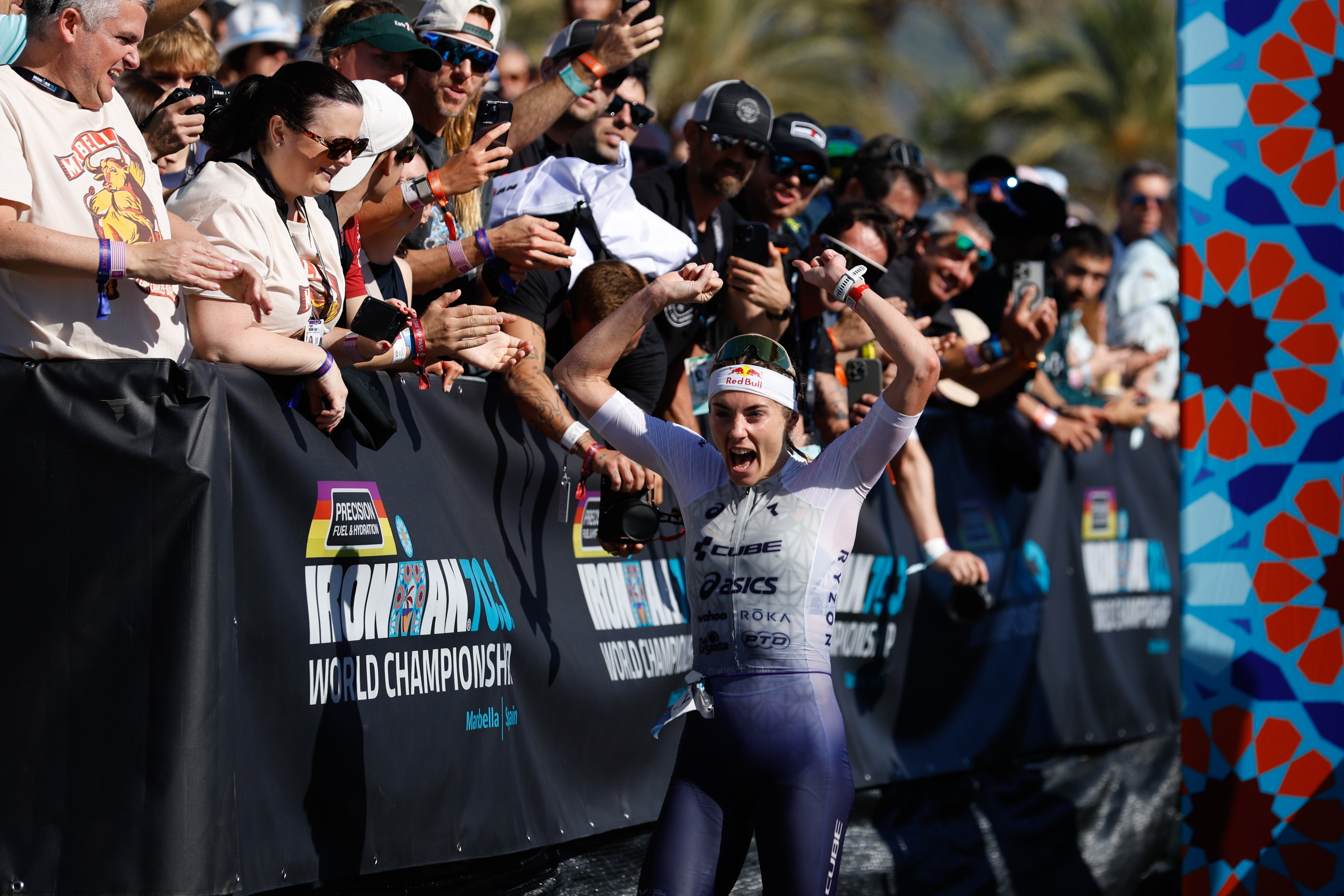 Charles-Barclay celebrates victory at the 70.3 World Championship