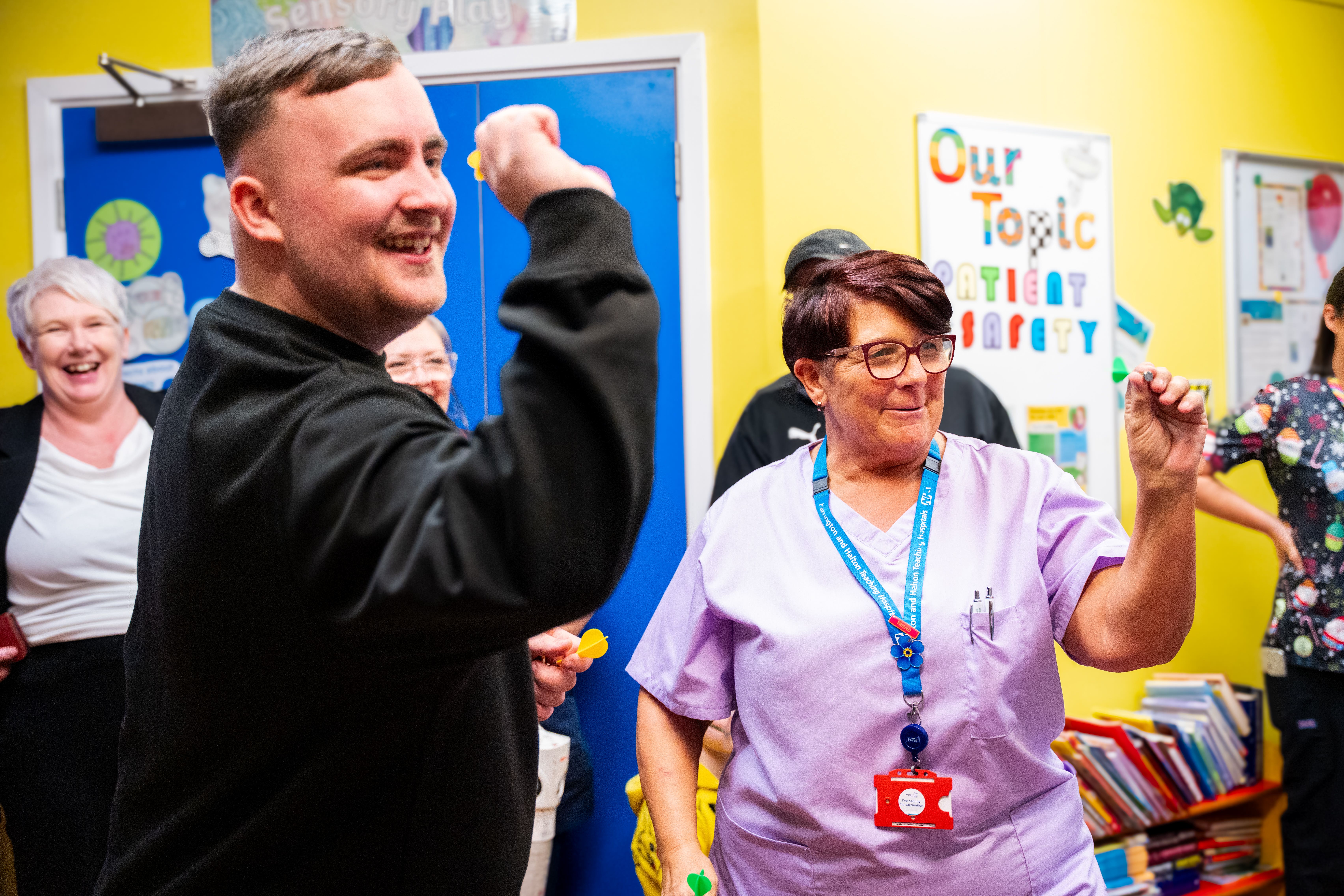 Luke Littler surprised patients at Warrington Hospital (Soapbox handout/PA)