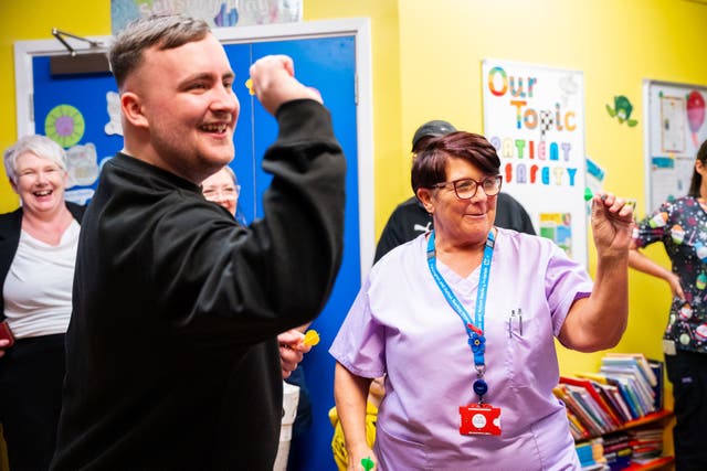 Luke Littler surprised patients at Warrington Hospital (Soapbox handout/PA)