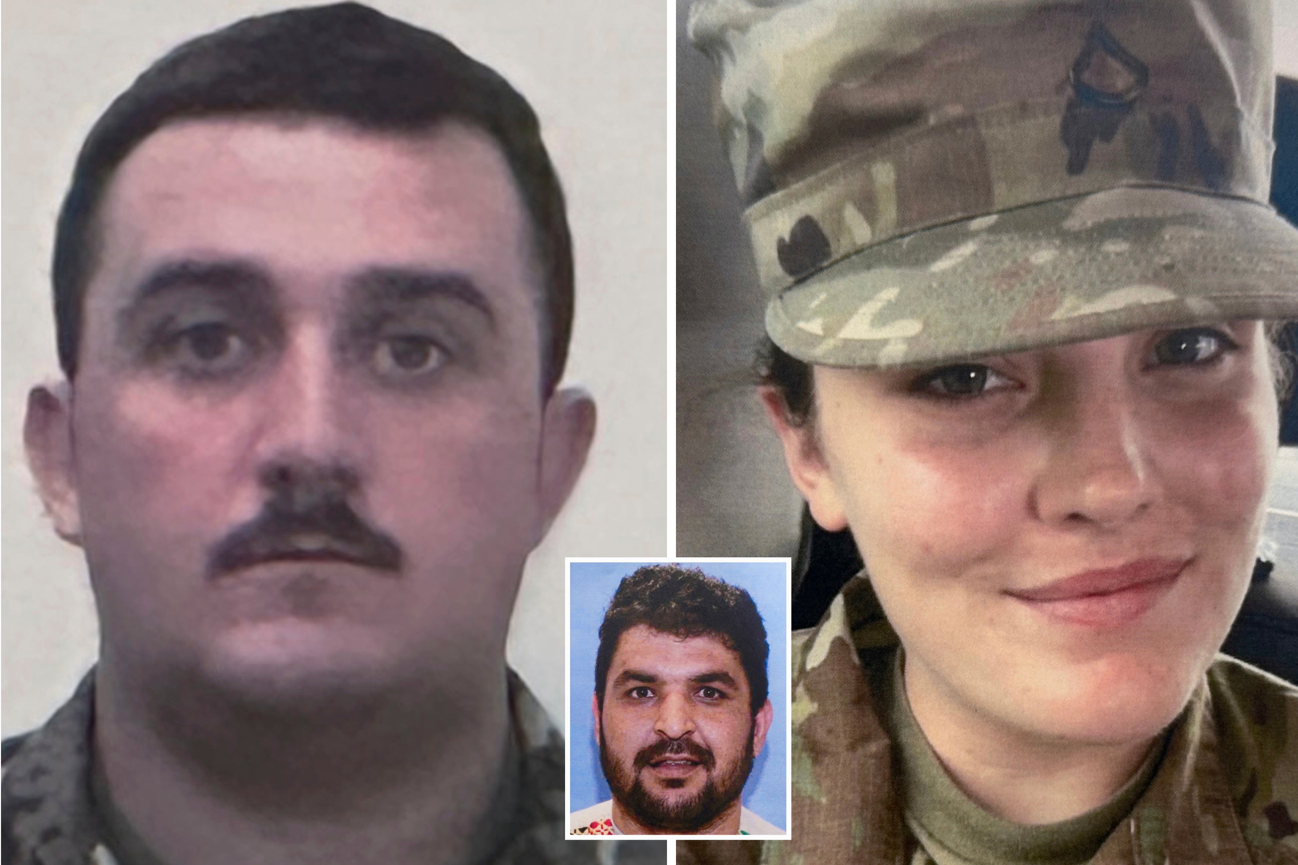 A picture of National Guard member Sarah Beckstrom is displayed at a press conference