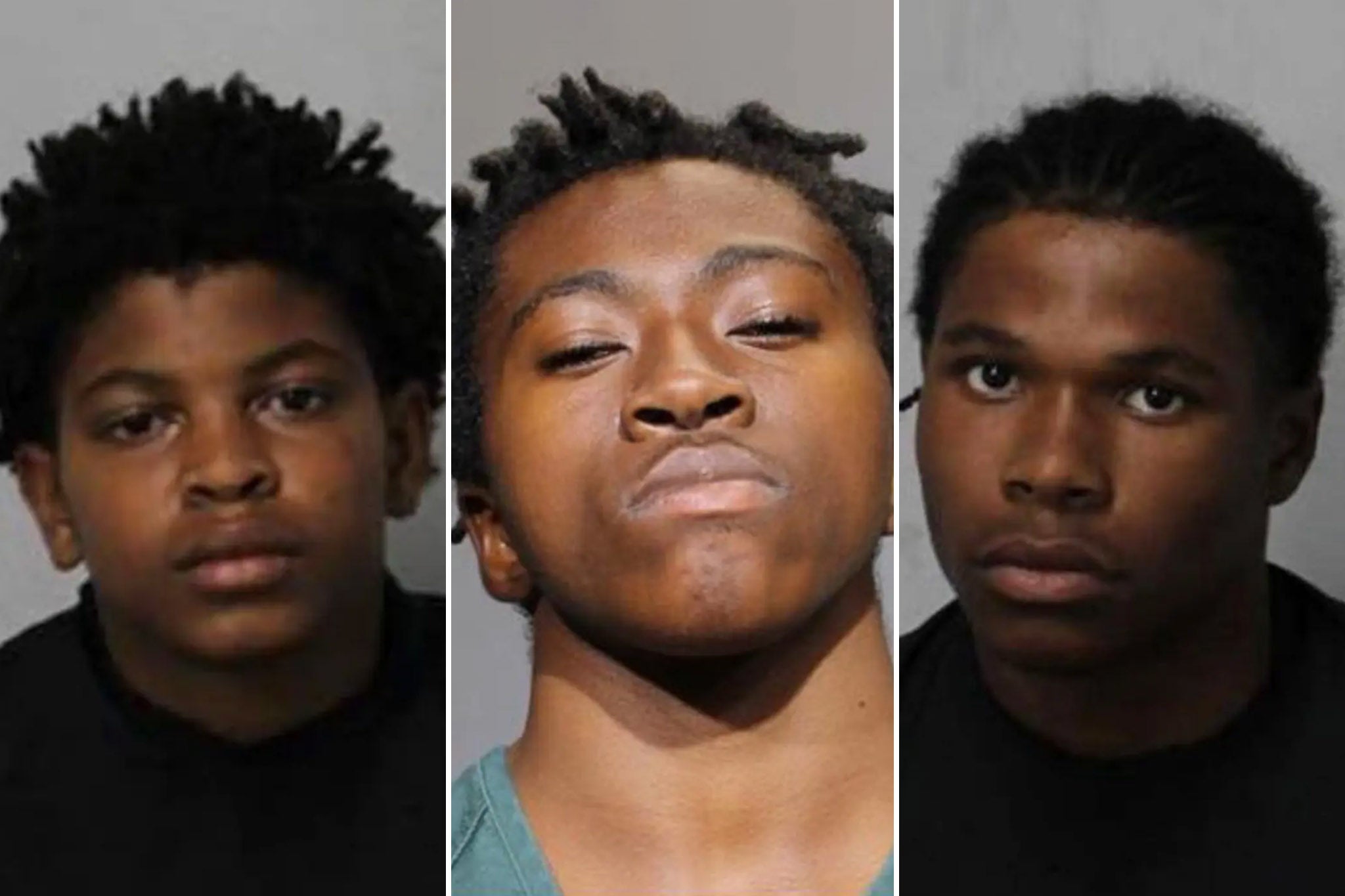 (Left to right) Justin Curry, 13, Marcavion Lacey, 19, and Robert Pope, 16, have all been charged with murder in the alleged fatal beating of Roger Borkum in Florida
