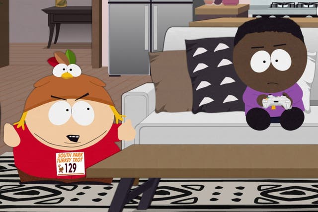 <p>Cartman and Tolkien appearing in the Thanksgiving-themed South Park episode 'Turkey Trot'</p>