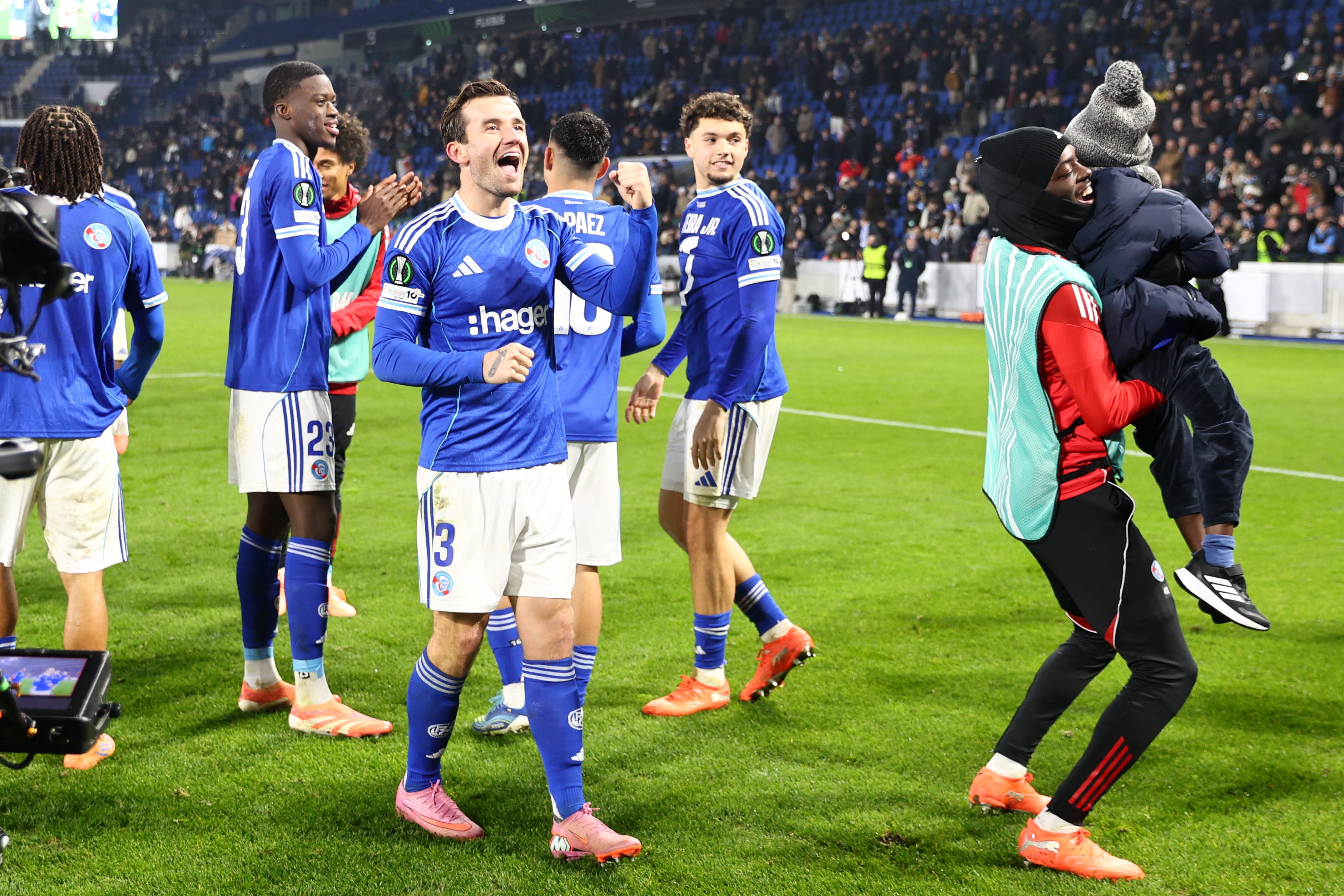Strasbourg, including Ben Chilwell, were celebrating come full-time