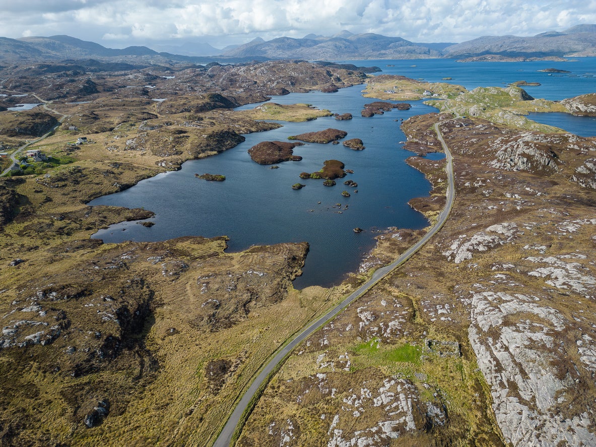 The Golden Road on the east coast of Harris, of which Stanley Kubrick used aerial footage for 2001: A Space Odyssey