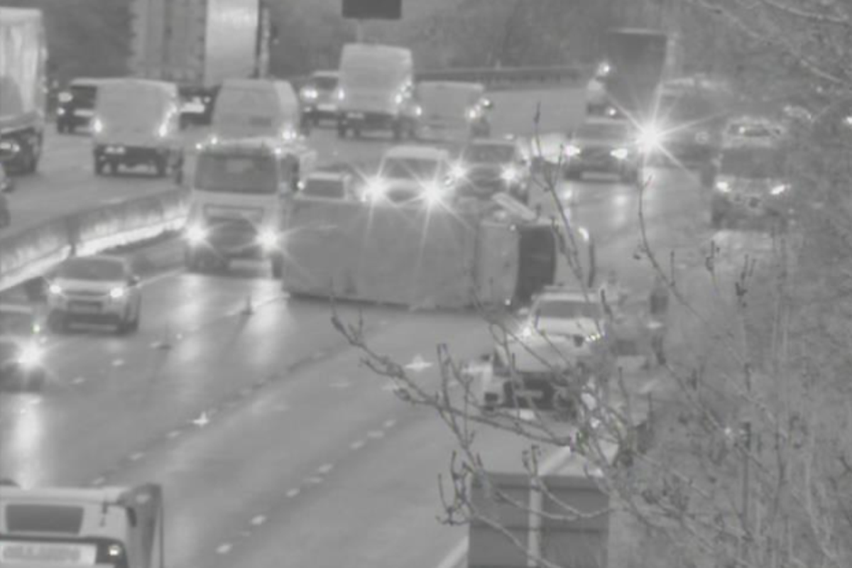 M5 motorway chaos as overturned van causes five miles of delays M5 motorway chaos as overturned van causes five miles of delays