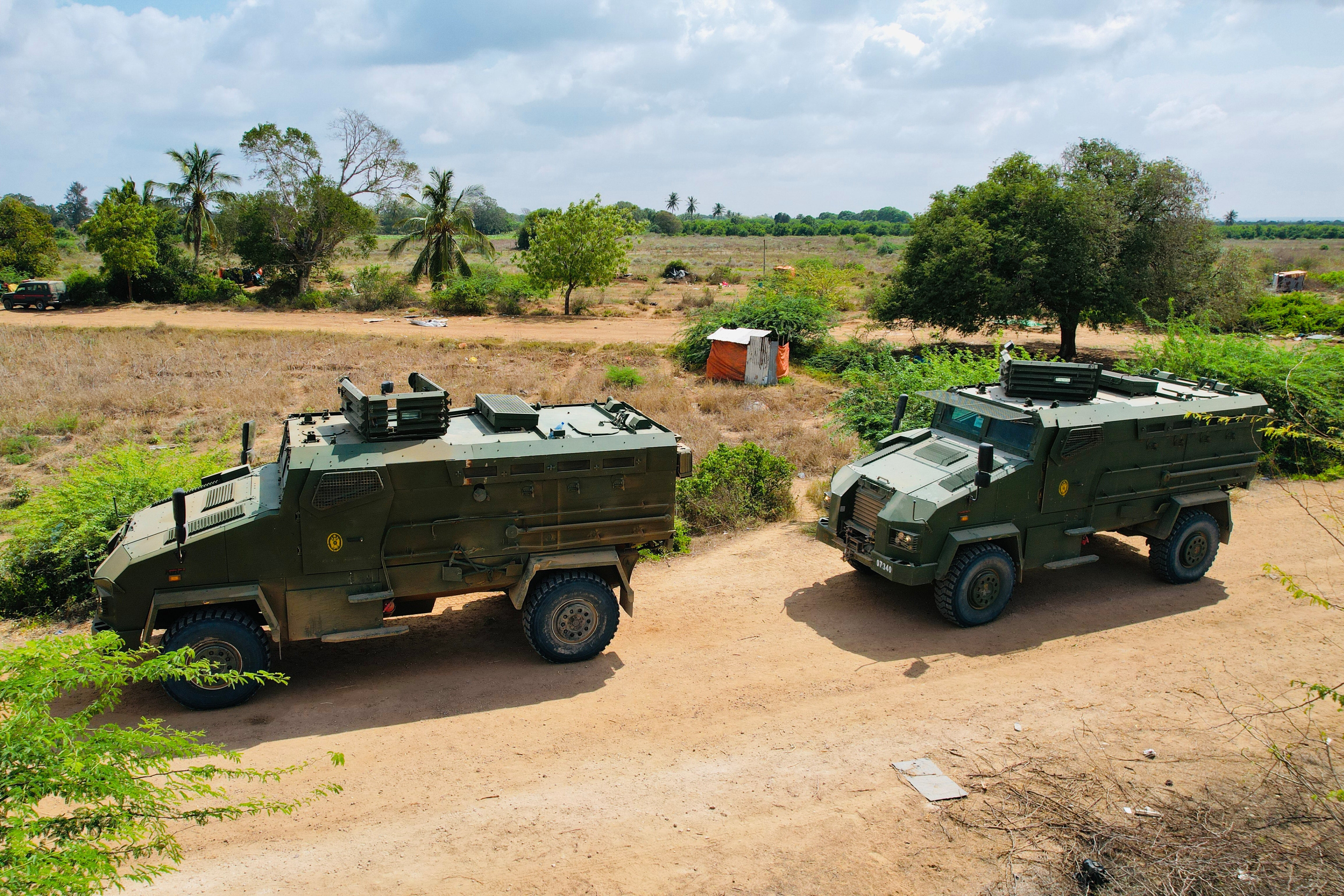 Armored personnel carriers (APCs) belonging to the Somalia National Army move on a road in Sabiid Canole, Somalia, Tuesday, Nov. 11, 2025. (AP Photo/Jackson Njehia)